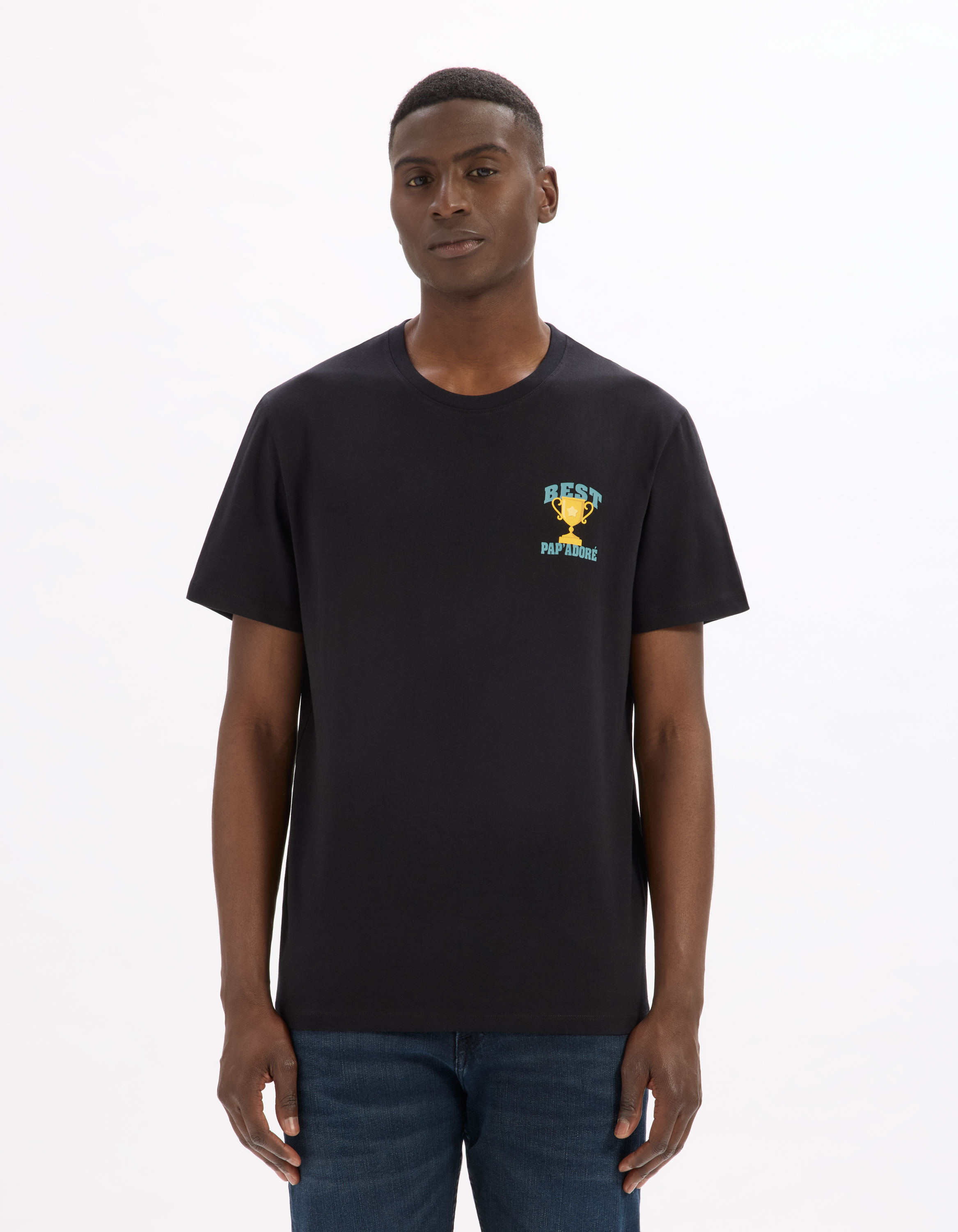T-shirt regular col rond 100% coton - camaieu - Modalova