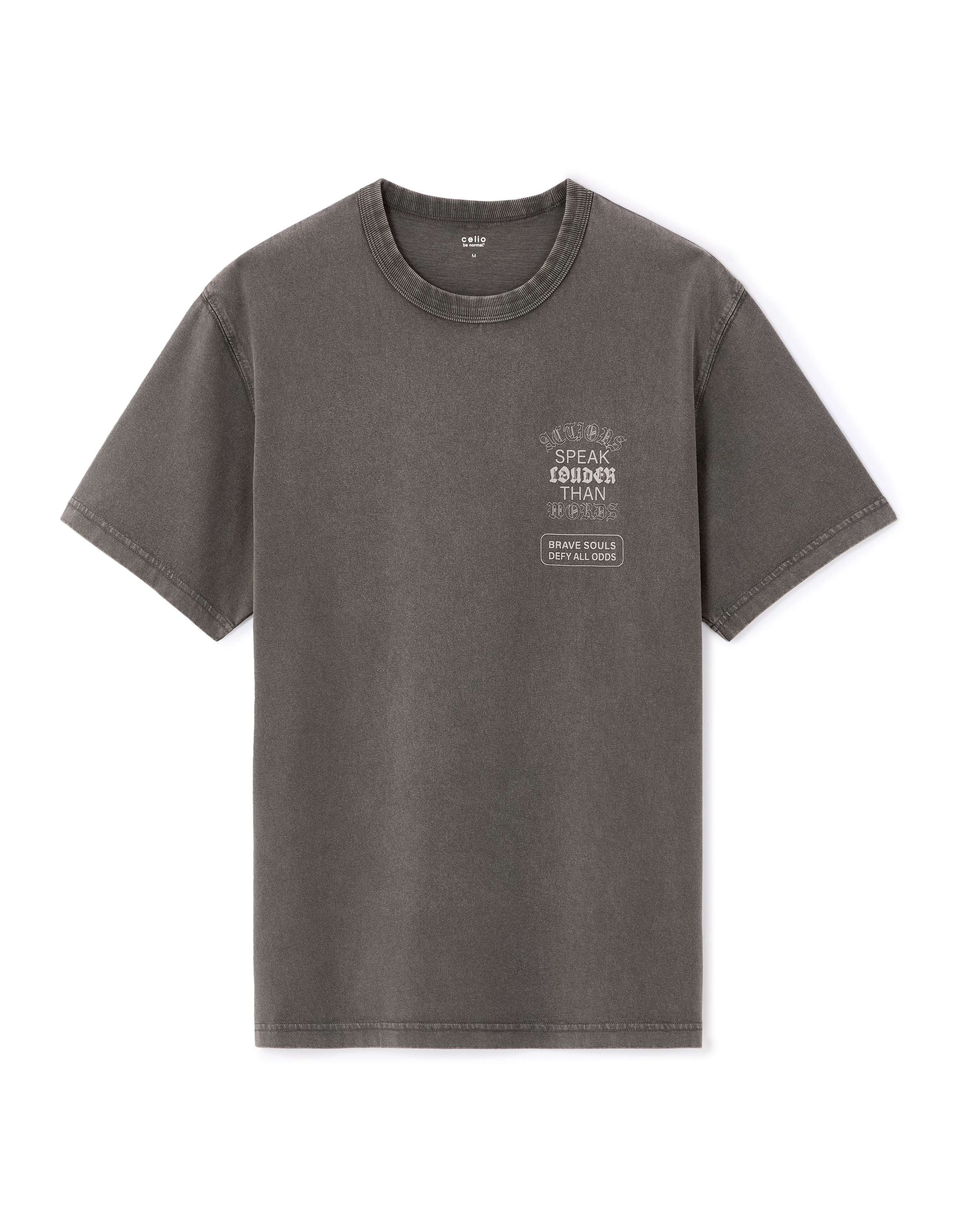 T-shirt boxy col rond 100% coton - anthracite