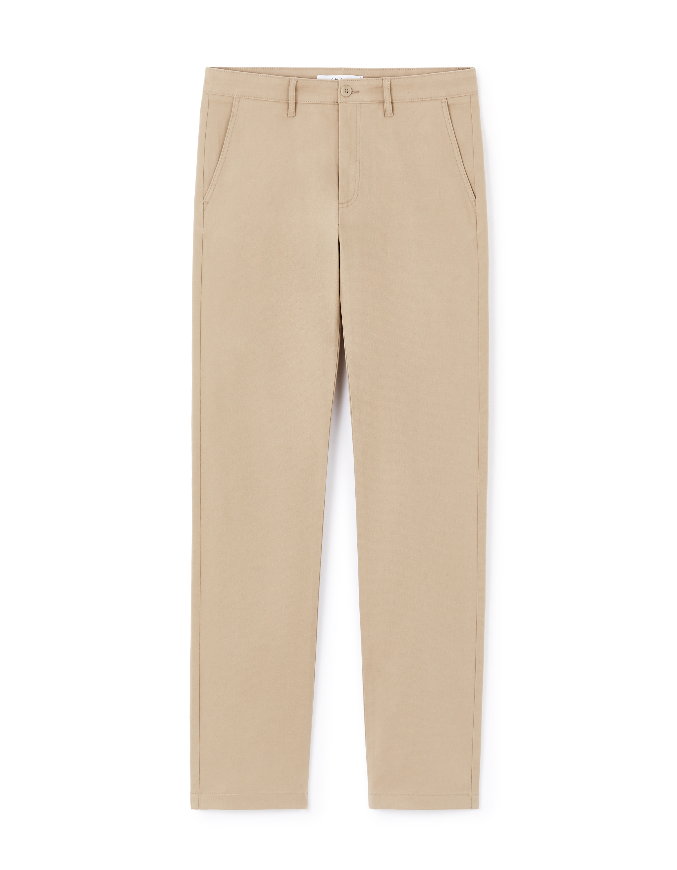 Pantalon chino straight en coton stretch - beige