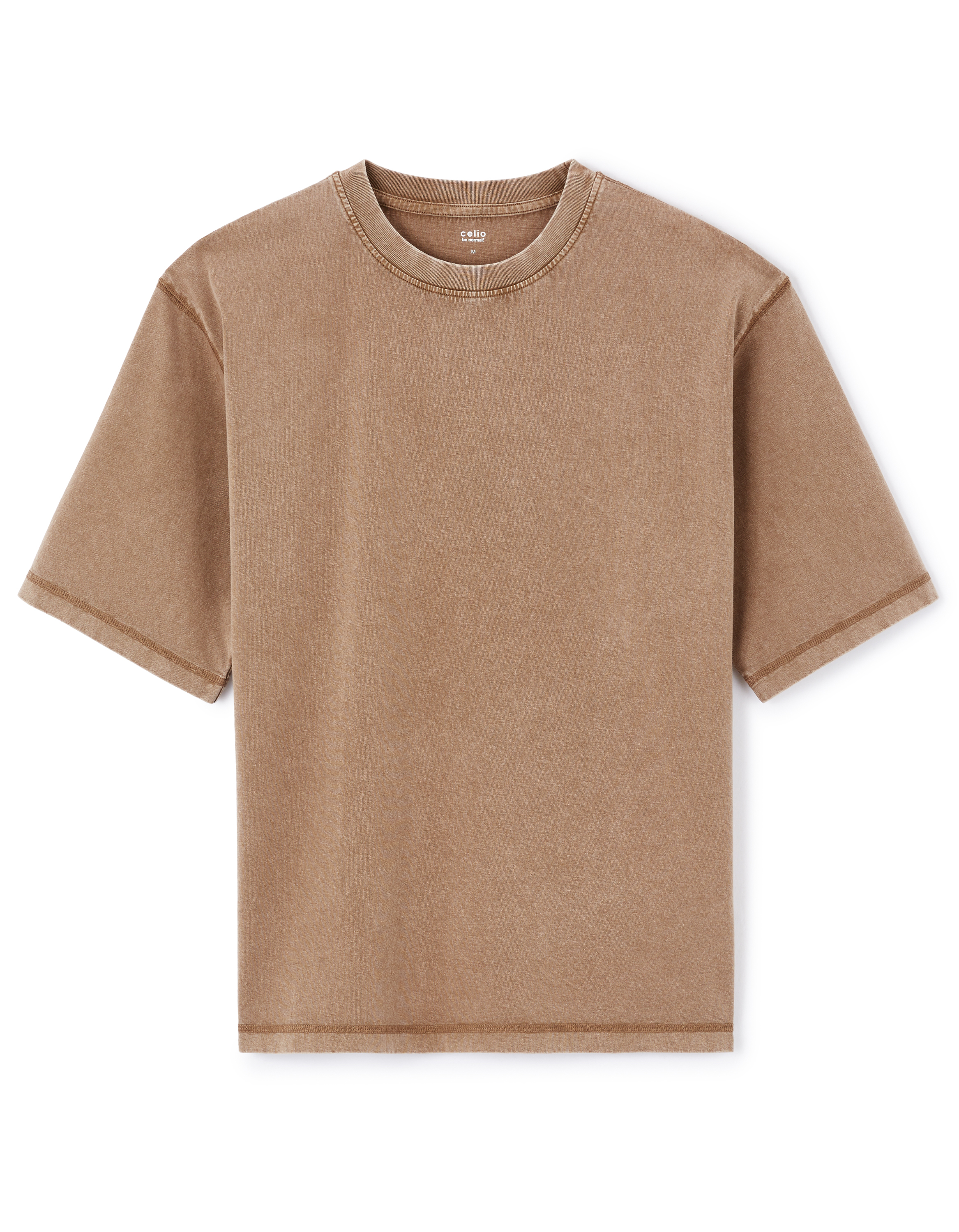 T-shirt oversize col rond 100% coton - taupe