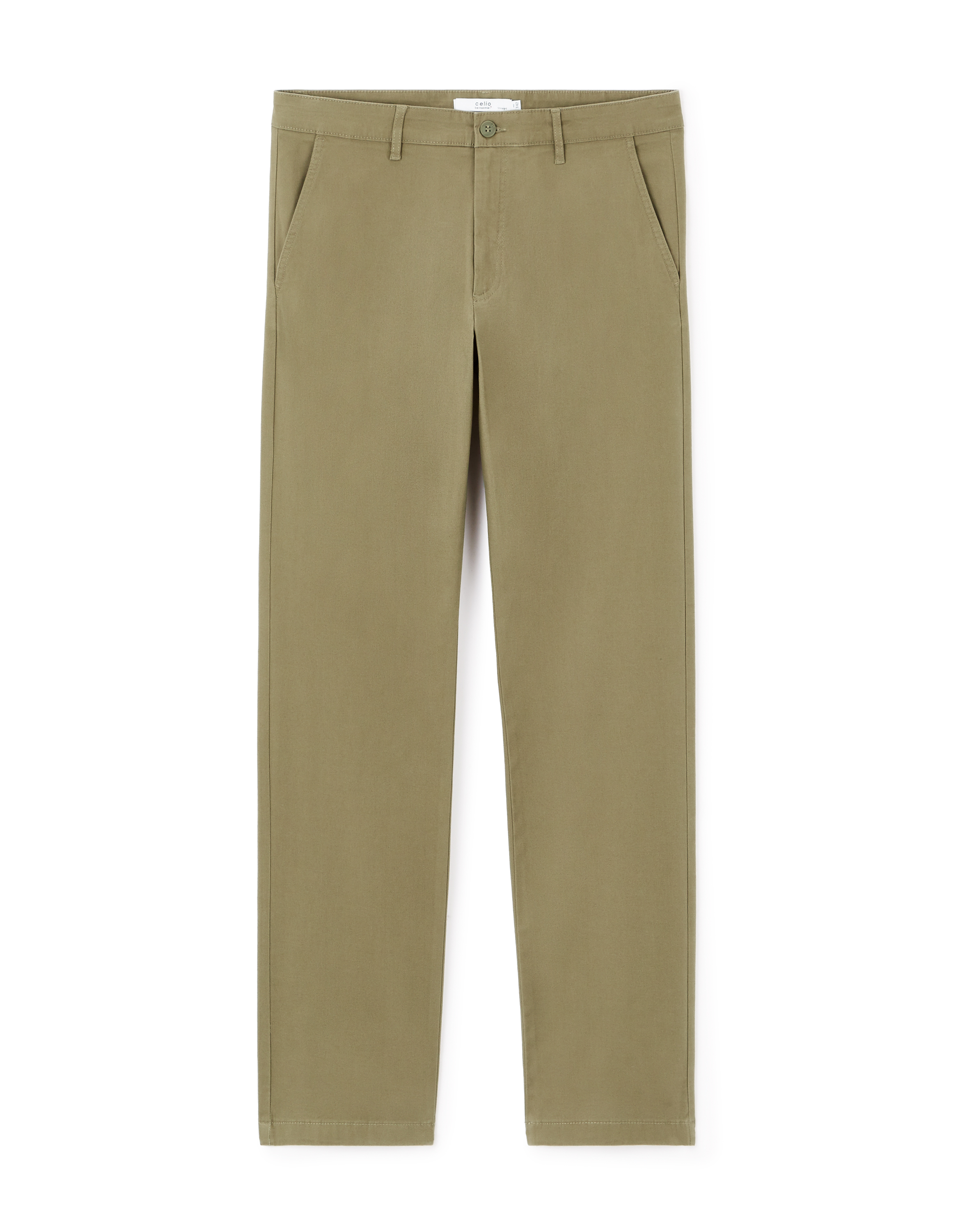 Pantalon chino straight coton stretch - olive