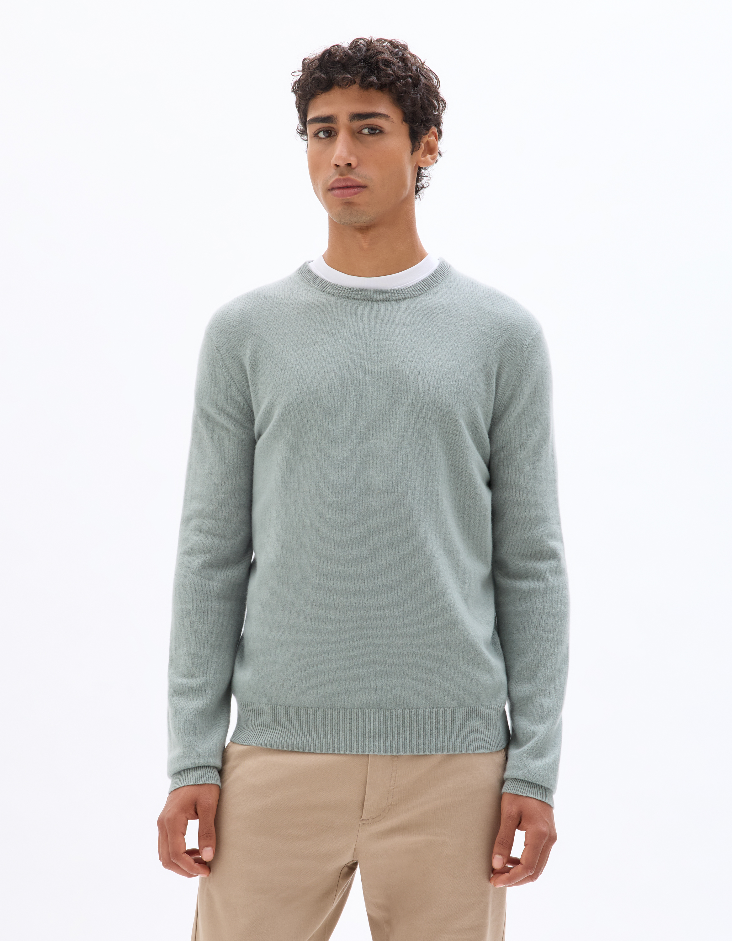 Pull 100% cachemire col rond - vert d'eau - camaieu - Modalova