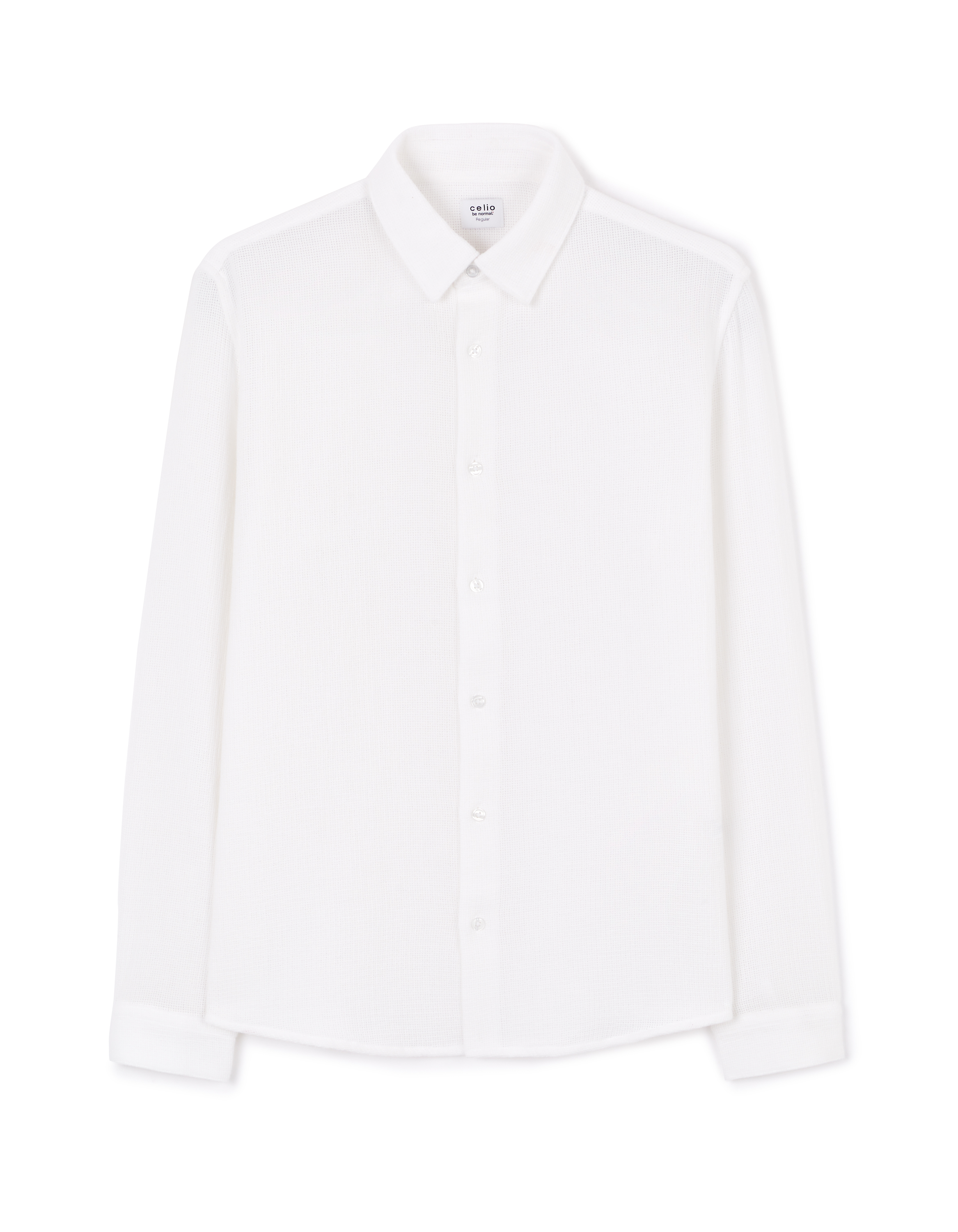 Chemise regular slubbée 100% coton - blanc