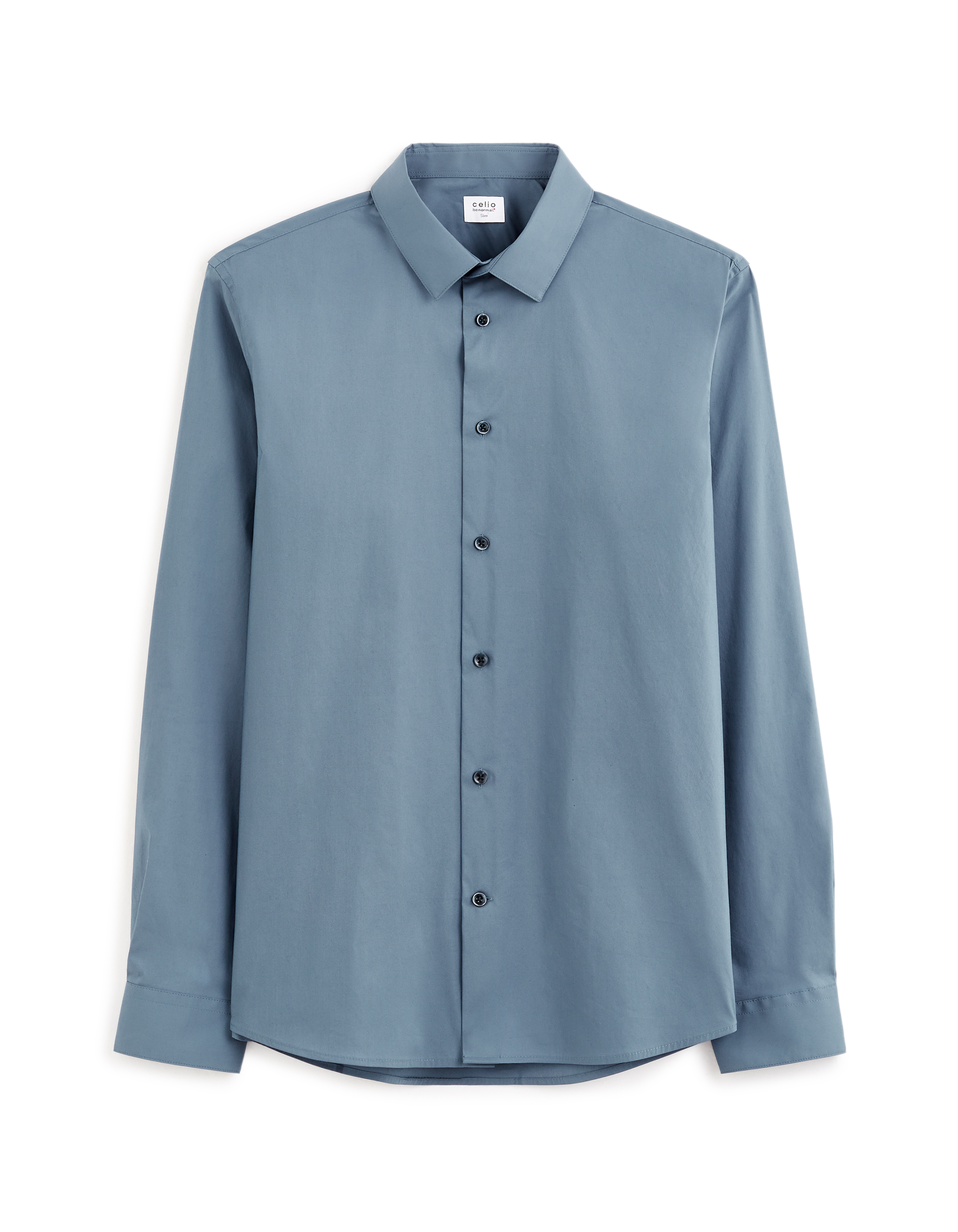 Chemise slim en coton stretch - bleu