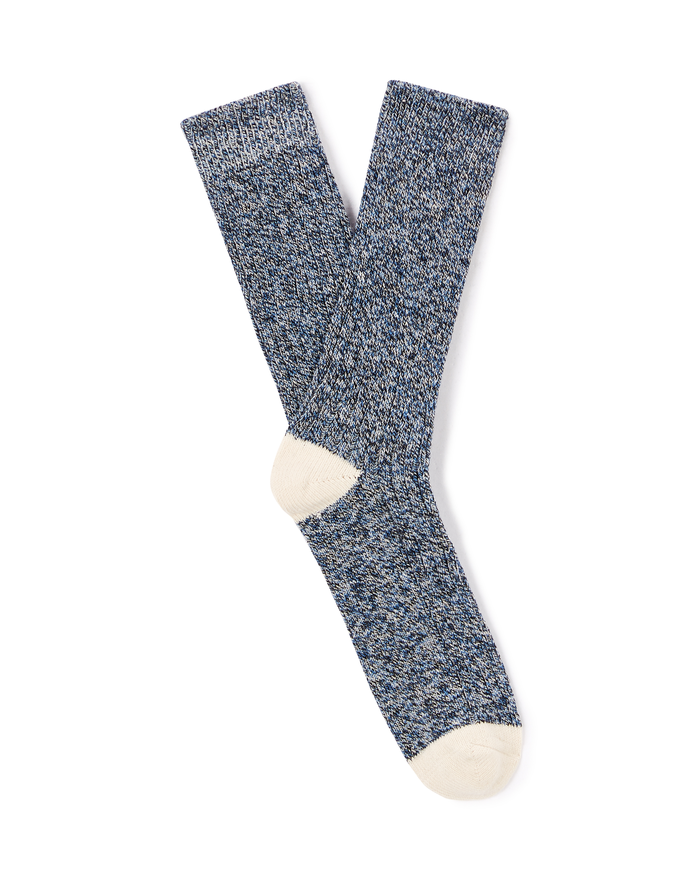 Chaussettes tige haute sport en coton chiné - marine