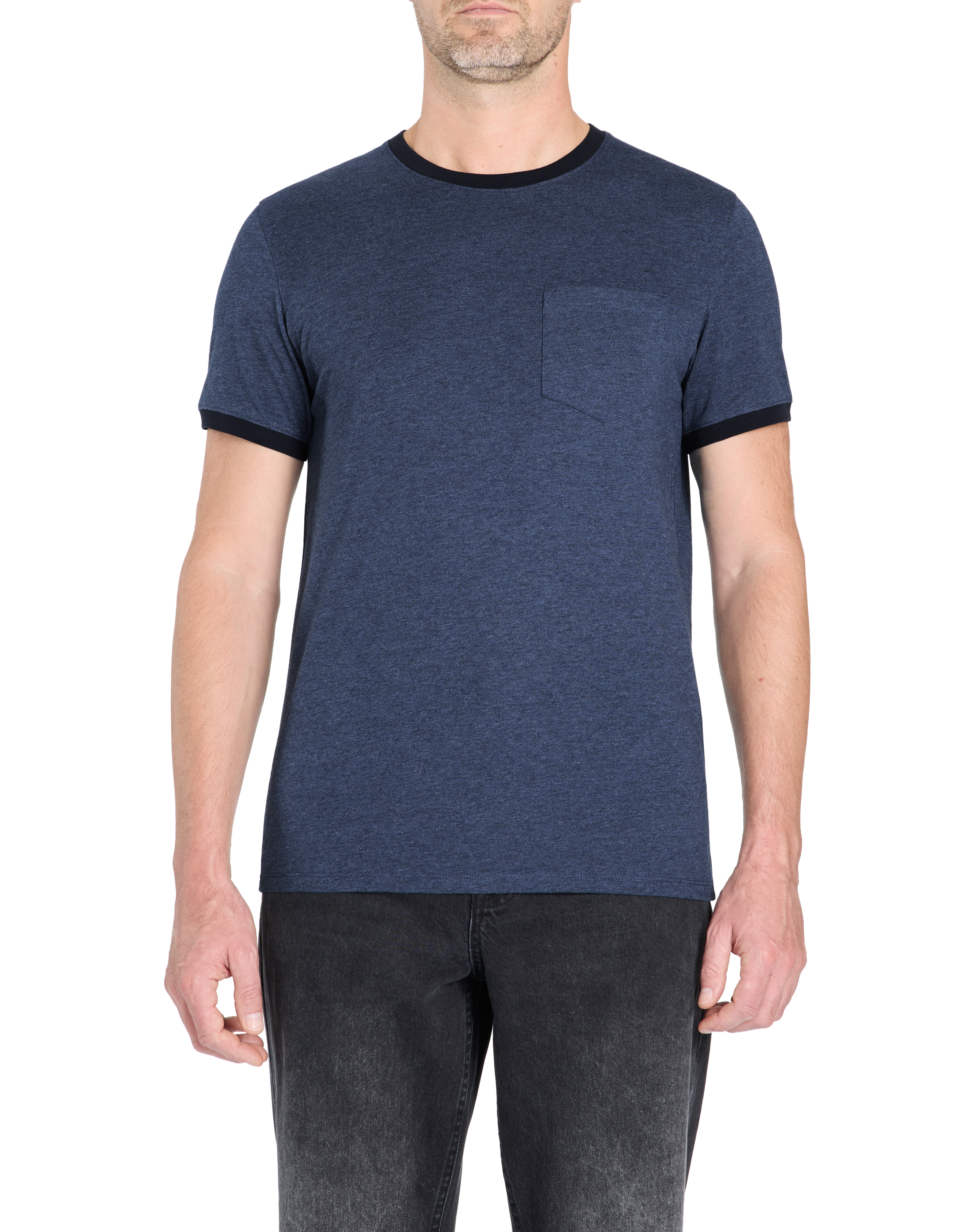 T-shirt straight col rond 100% coton - marine - camaieu - Modalova