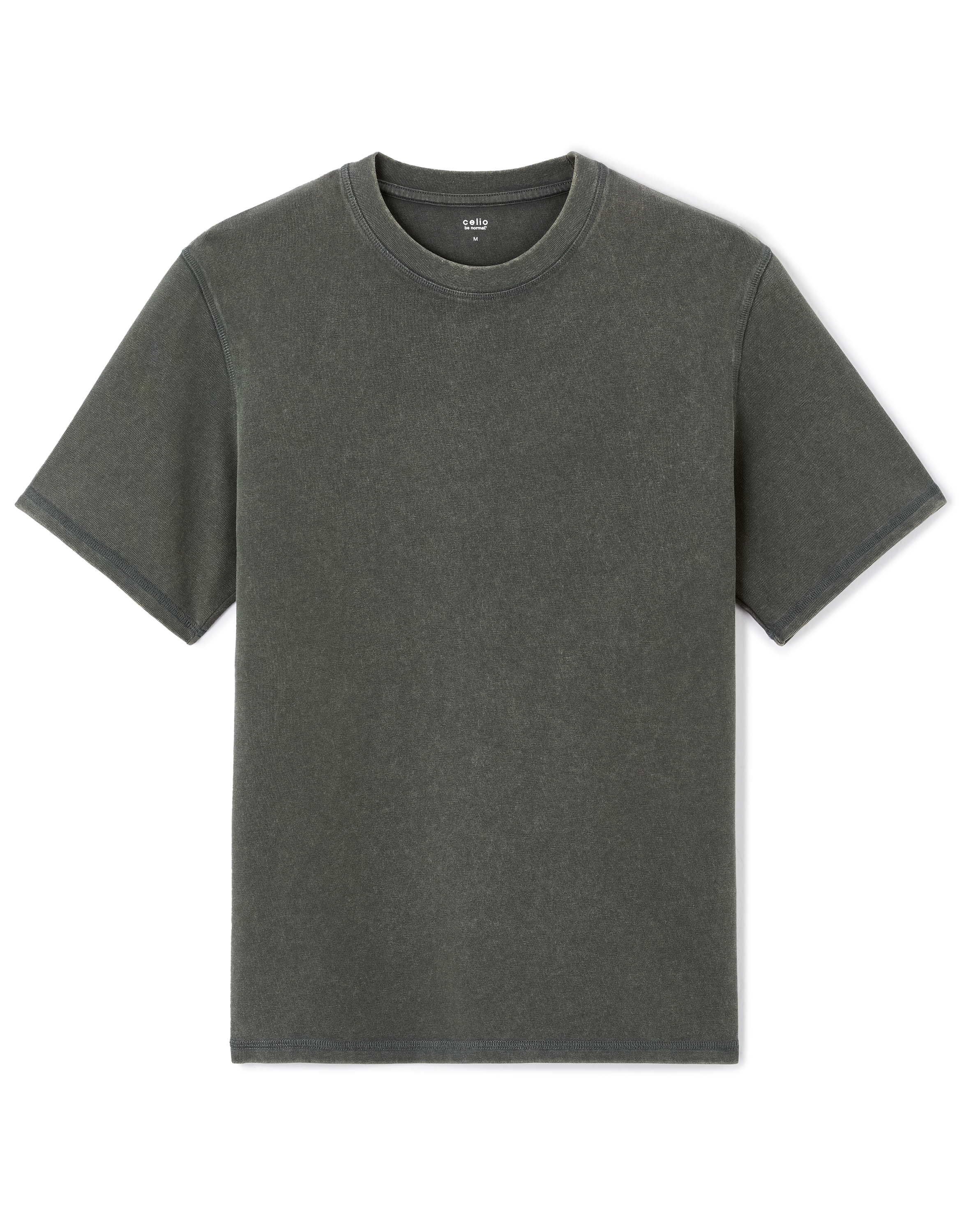 T-shirt boxy col rond 100% coton pigment - gris