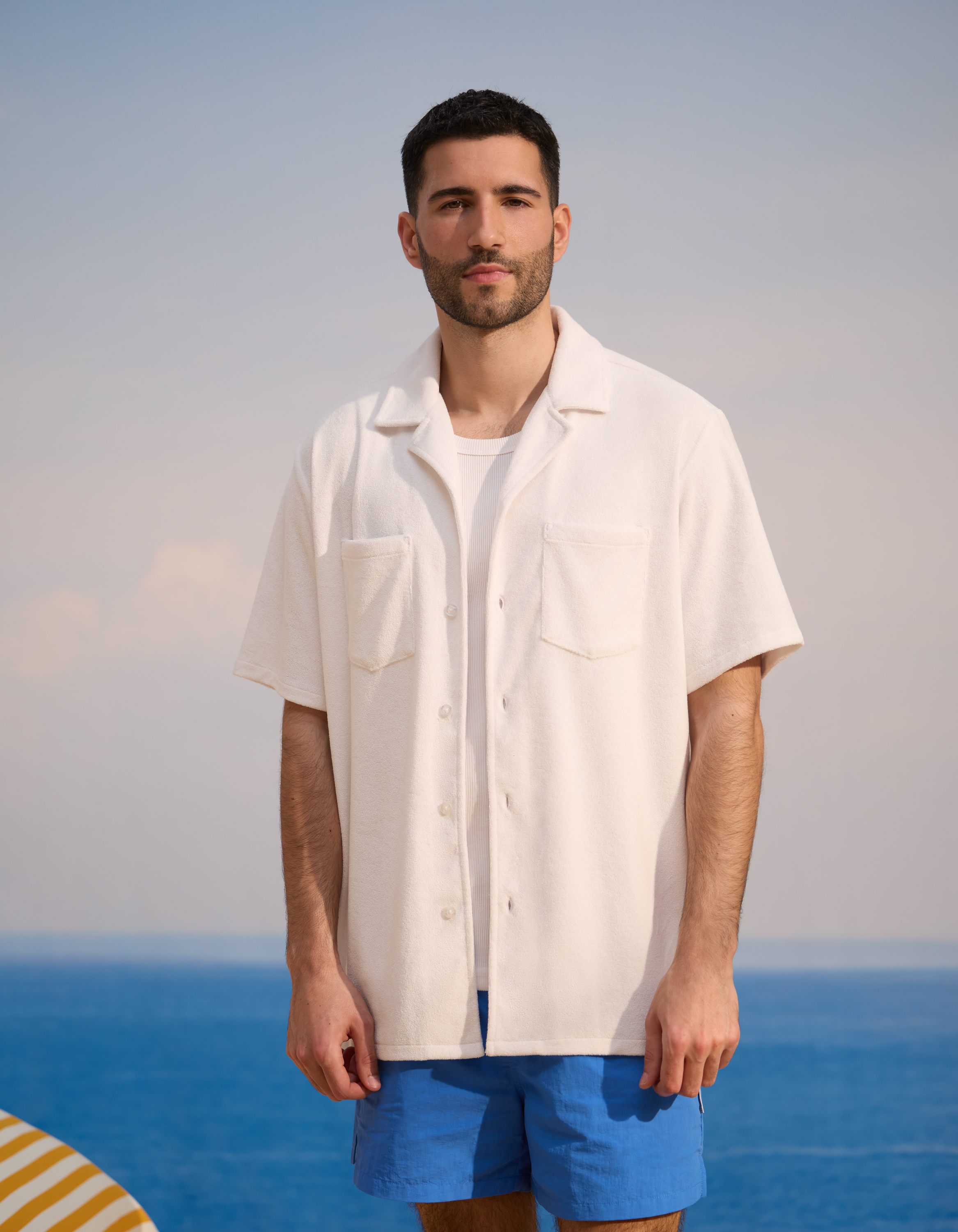 Saint-Tropez - Chemise blanche en éponge - camaieu - Modalova