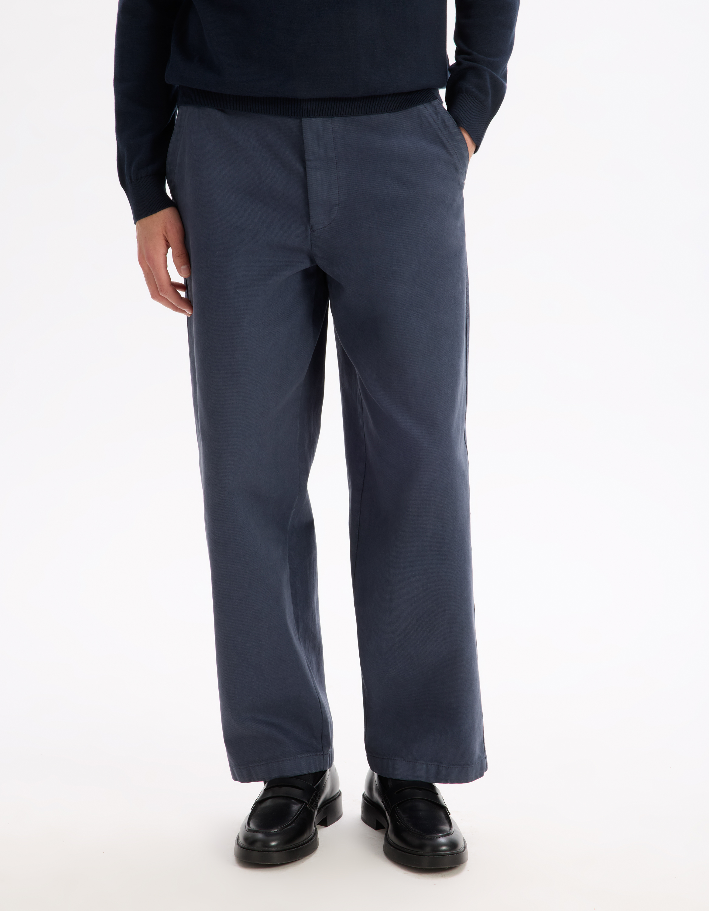 Pantalon baggy 100% coton - marine - camaieu - Modalova
