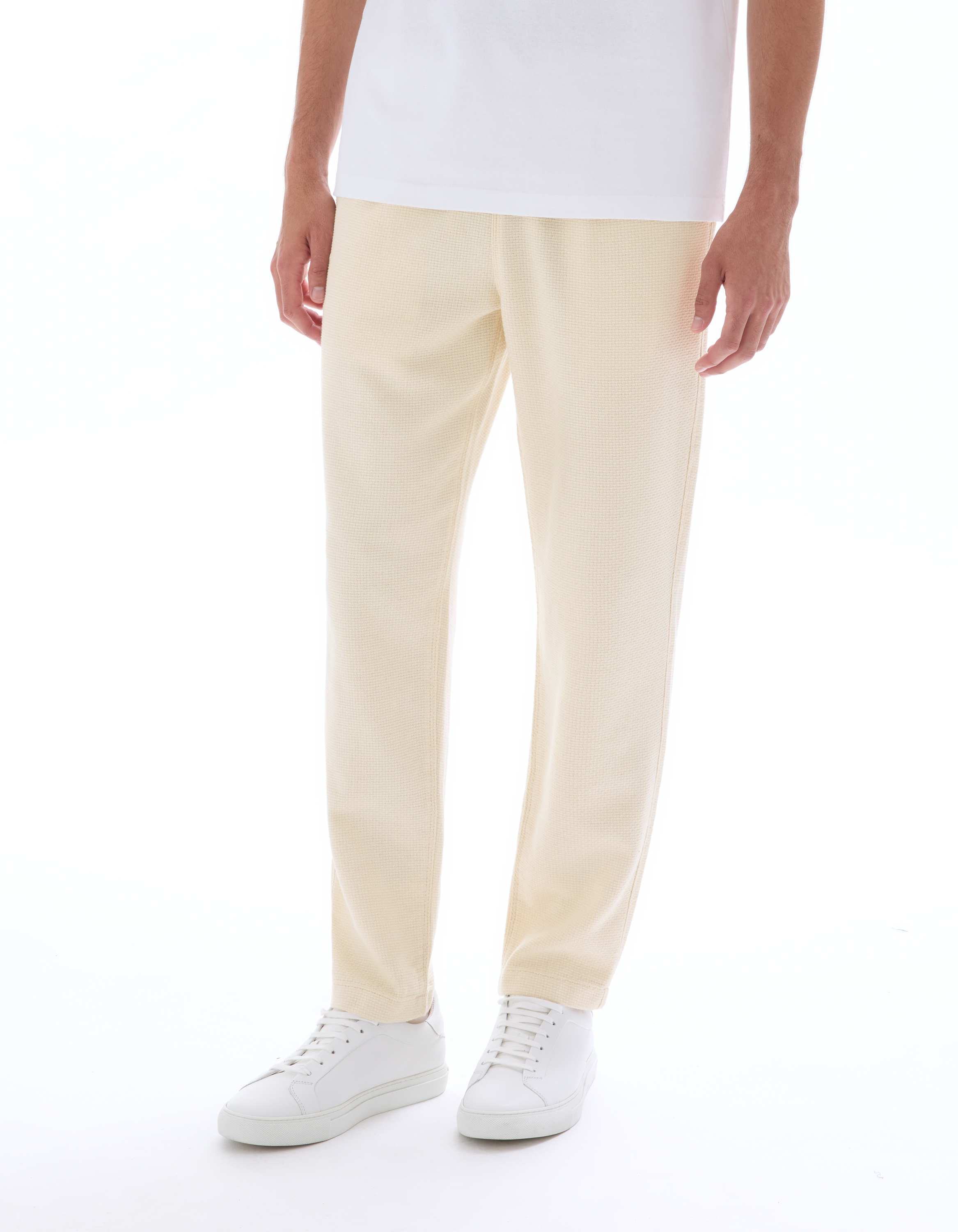 Pantalon straight texturé canvas 100% coton - écru - camaieu - Modalova