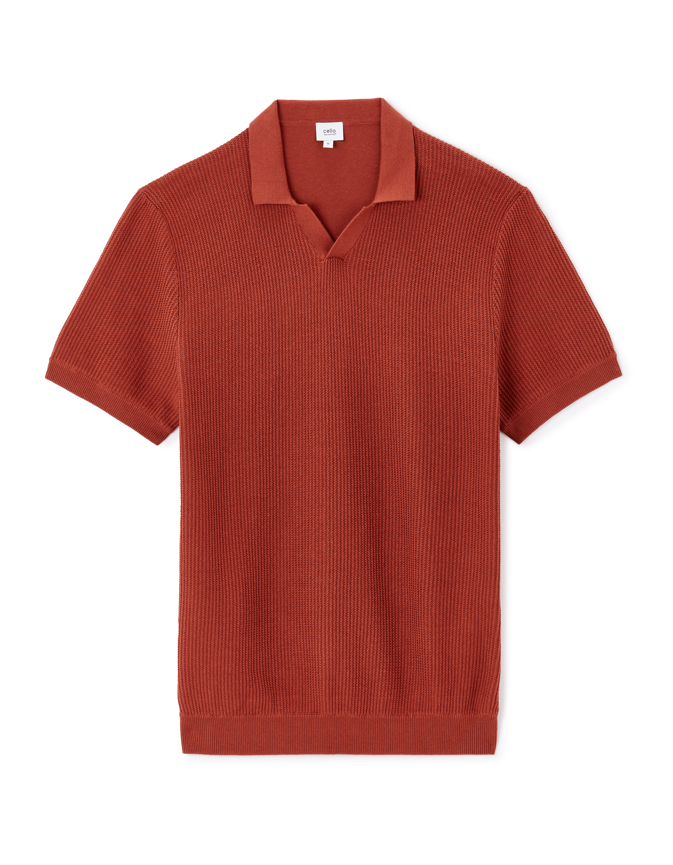 Polo boxy en maille texturée 100% coton - terra