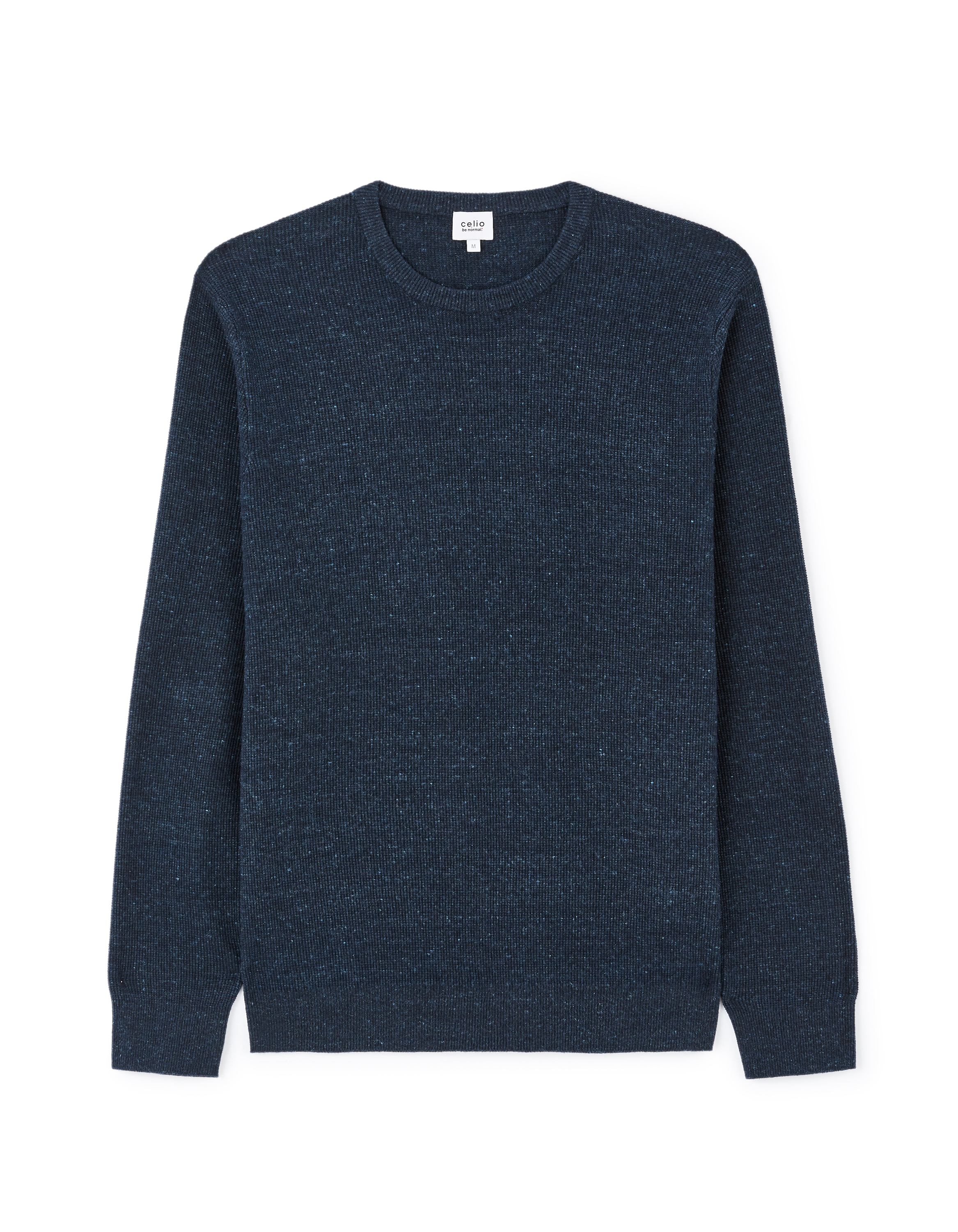 Pull col rond coton mélangé - marine