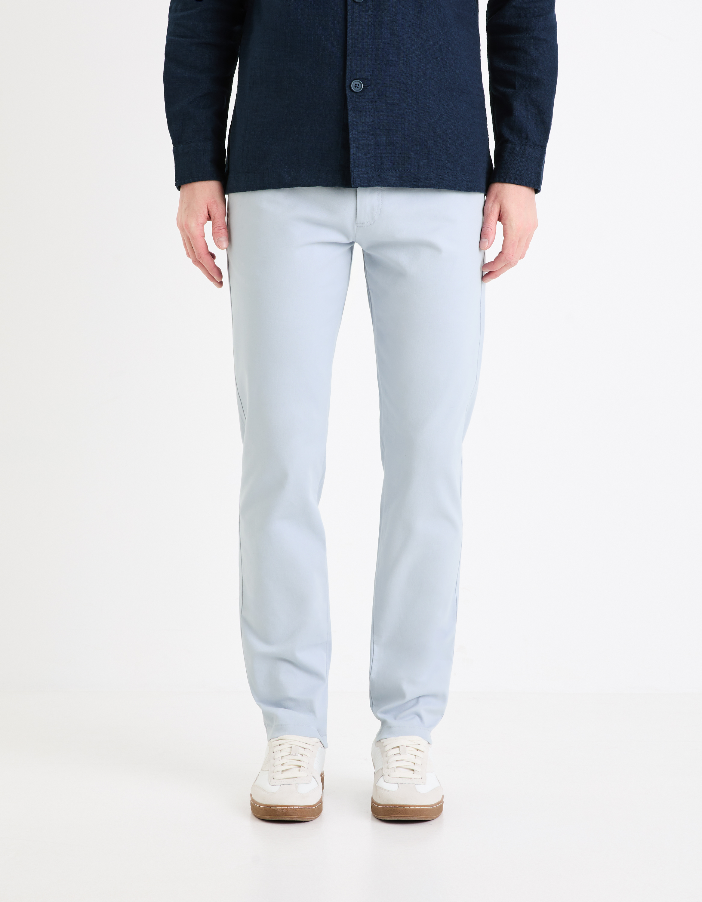 Pantalon chino slim coton stretch - bleu clair - camaieu - Modalova
