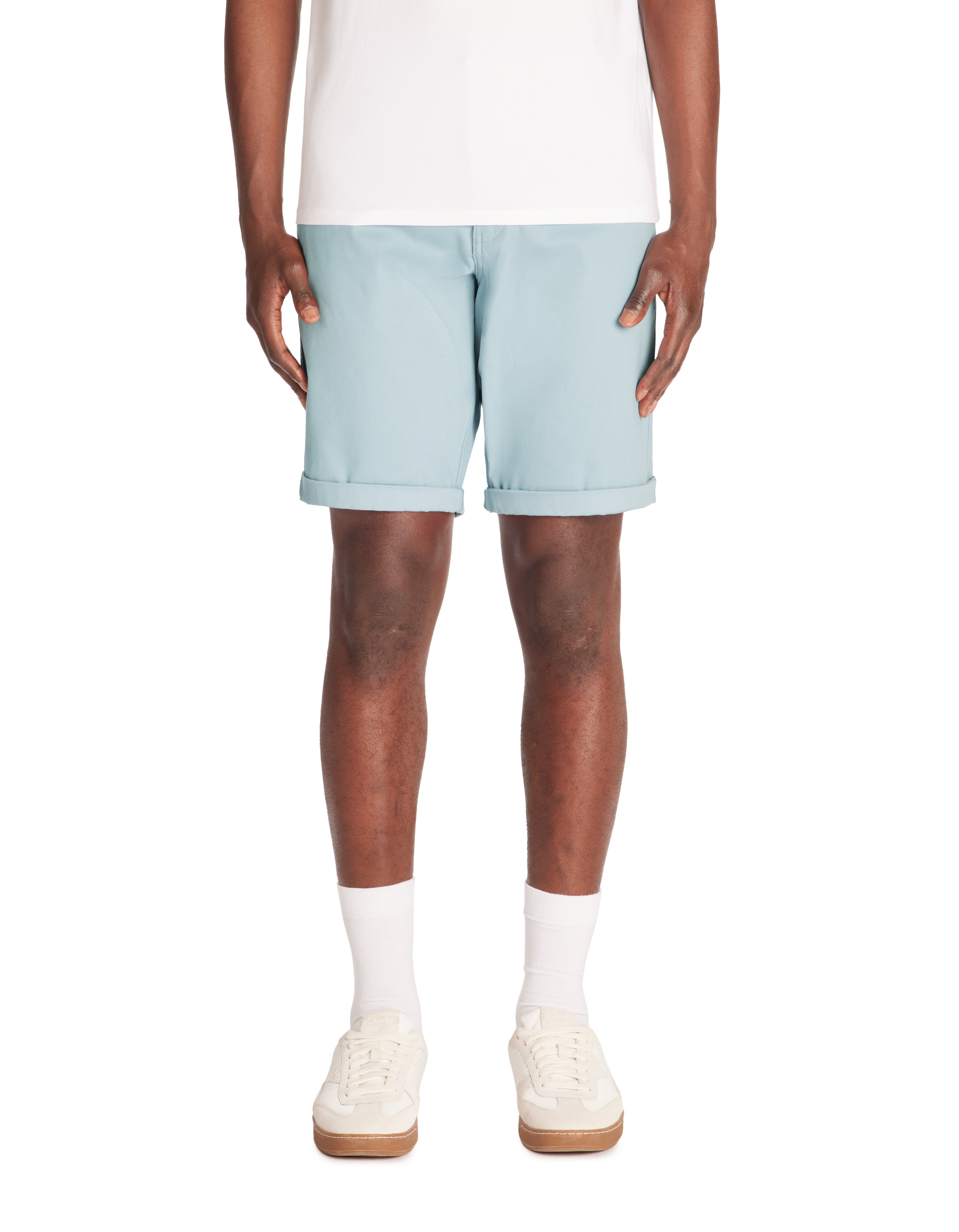 Bermuda chino en coton stretch - bleu ciel - camaieu - Modalova