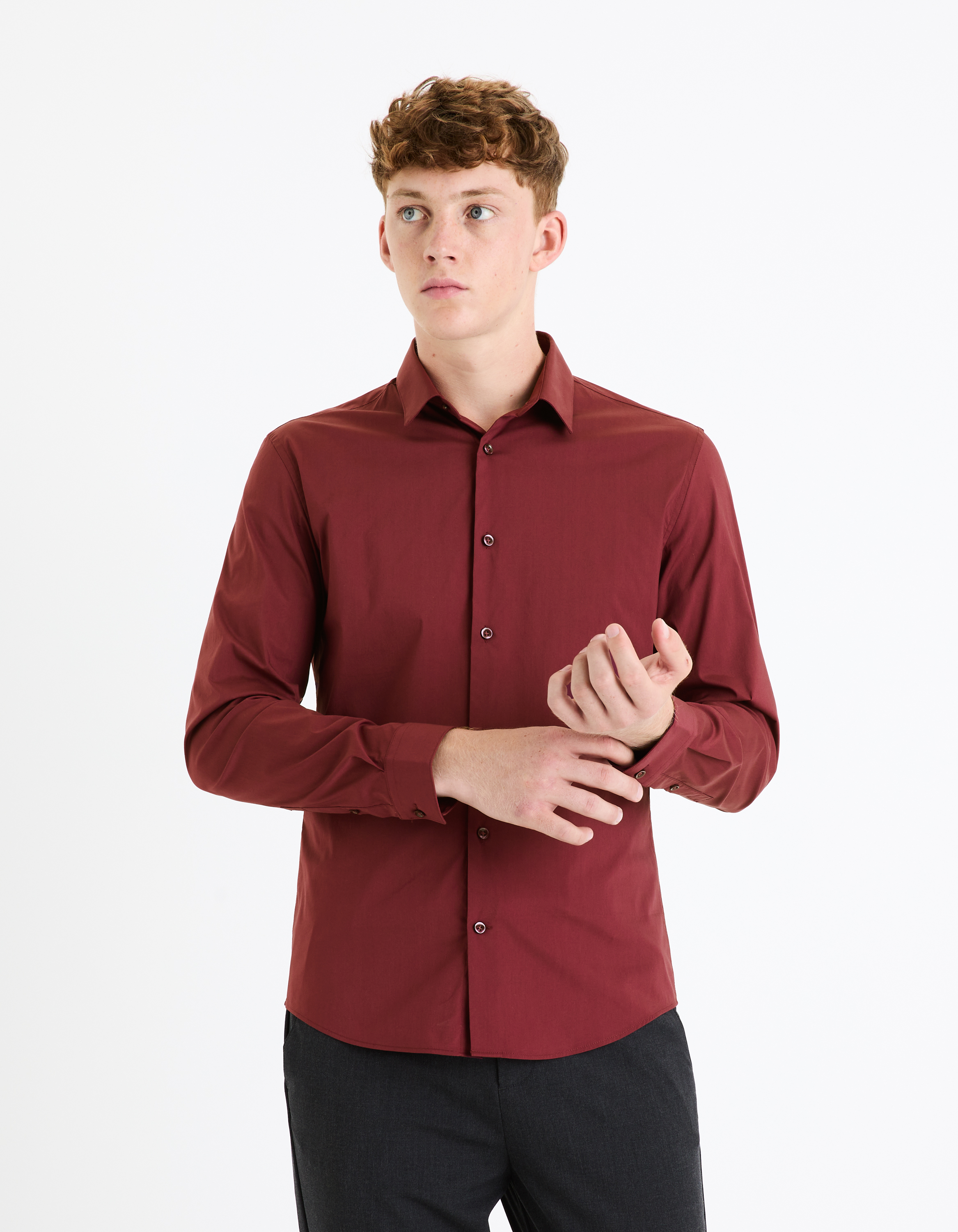Chemise slim en coton stretch - camaieu - Modalova
