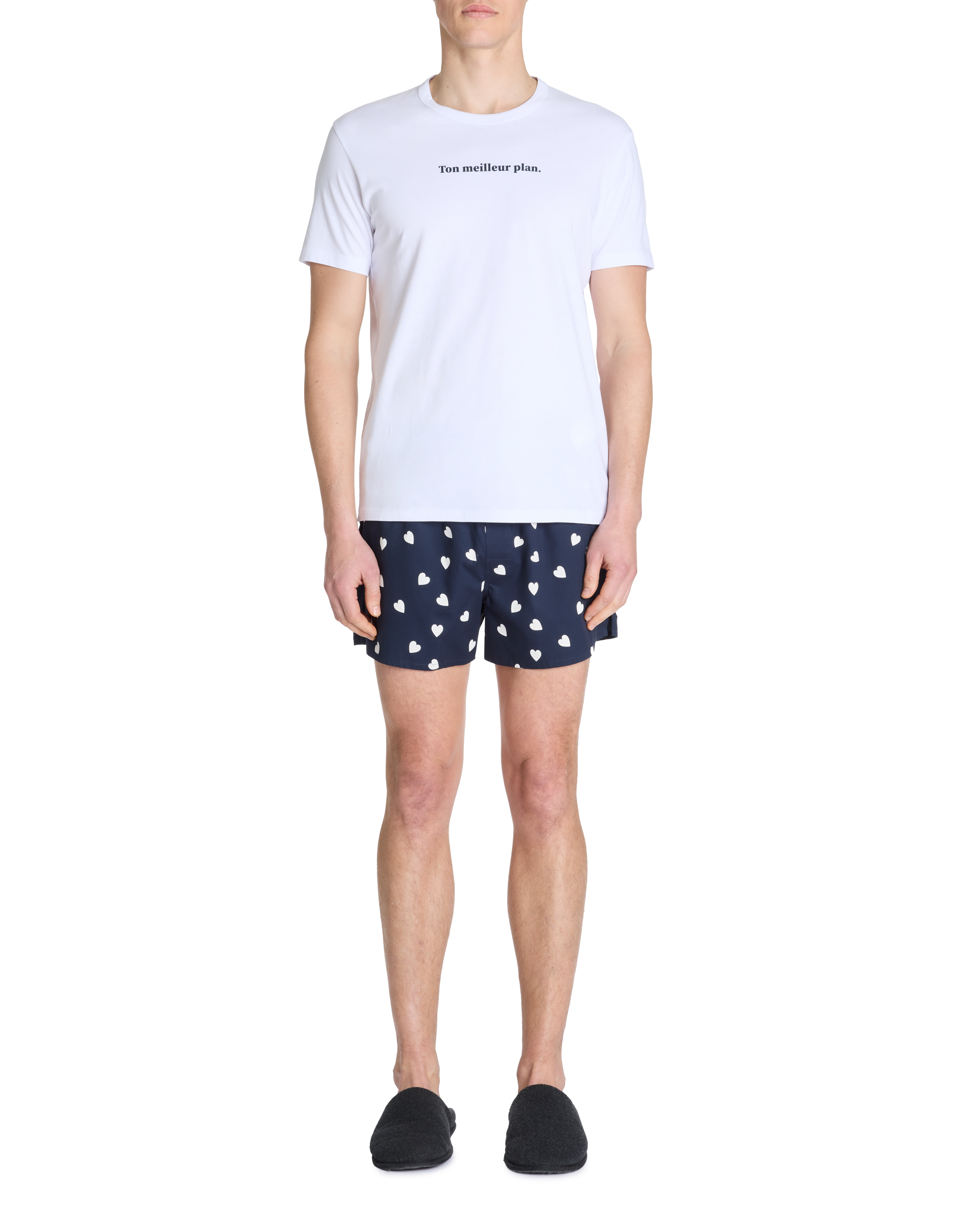 Pyjama short 100% coton - marine - camaieu - Modalova
