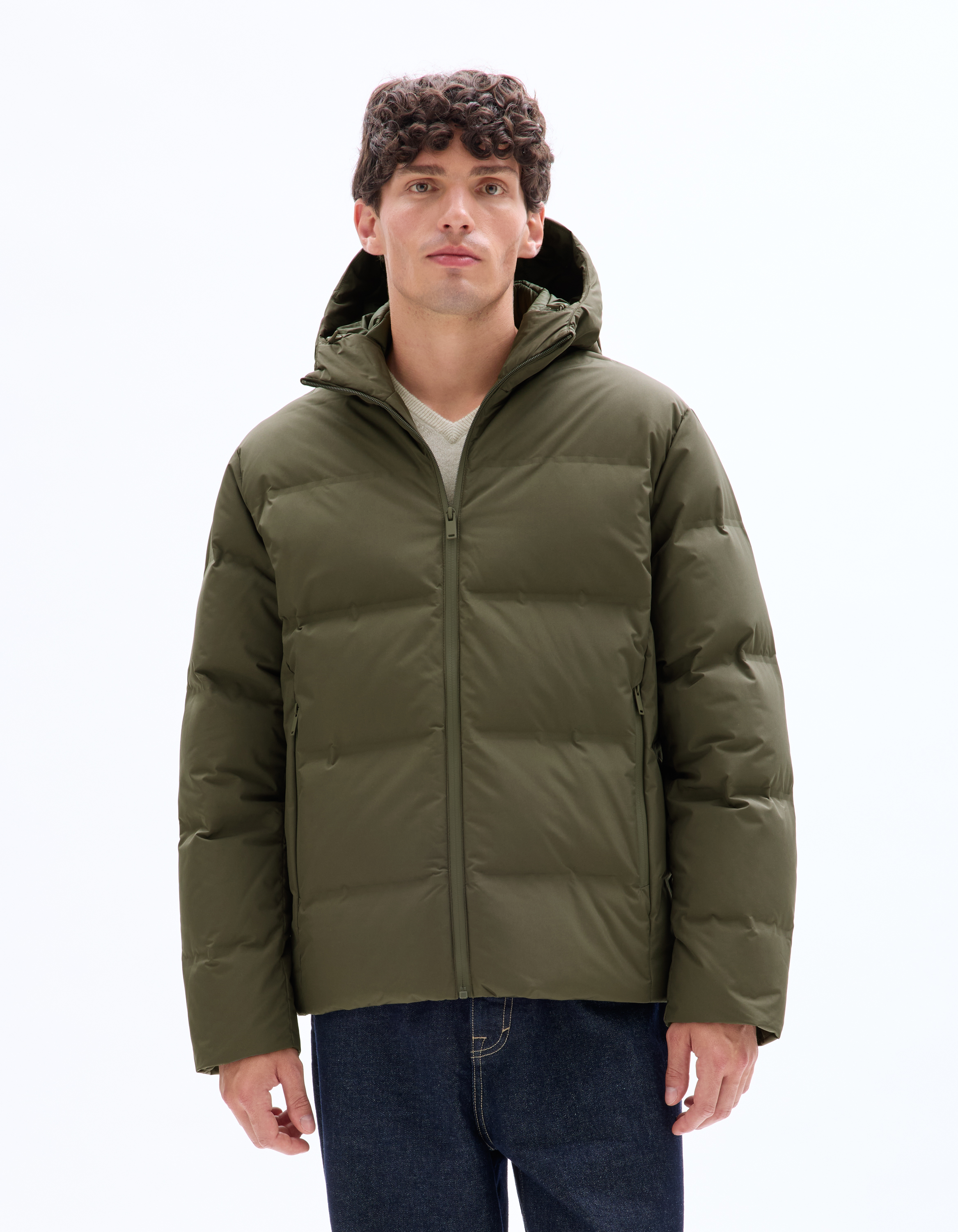 Doudoune 90% duvet 10% plume sans couture - kaki - camaieu - Modalova