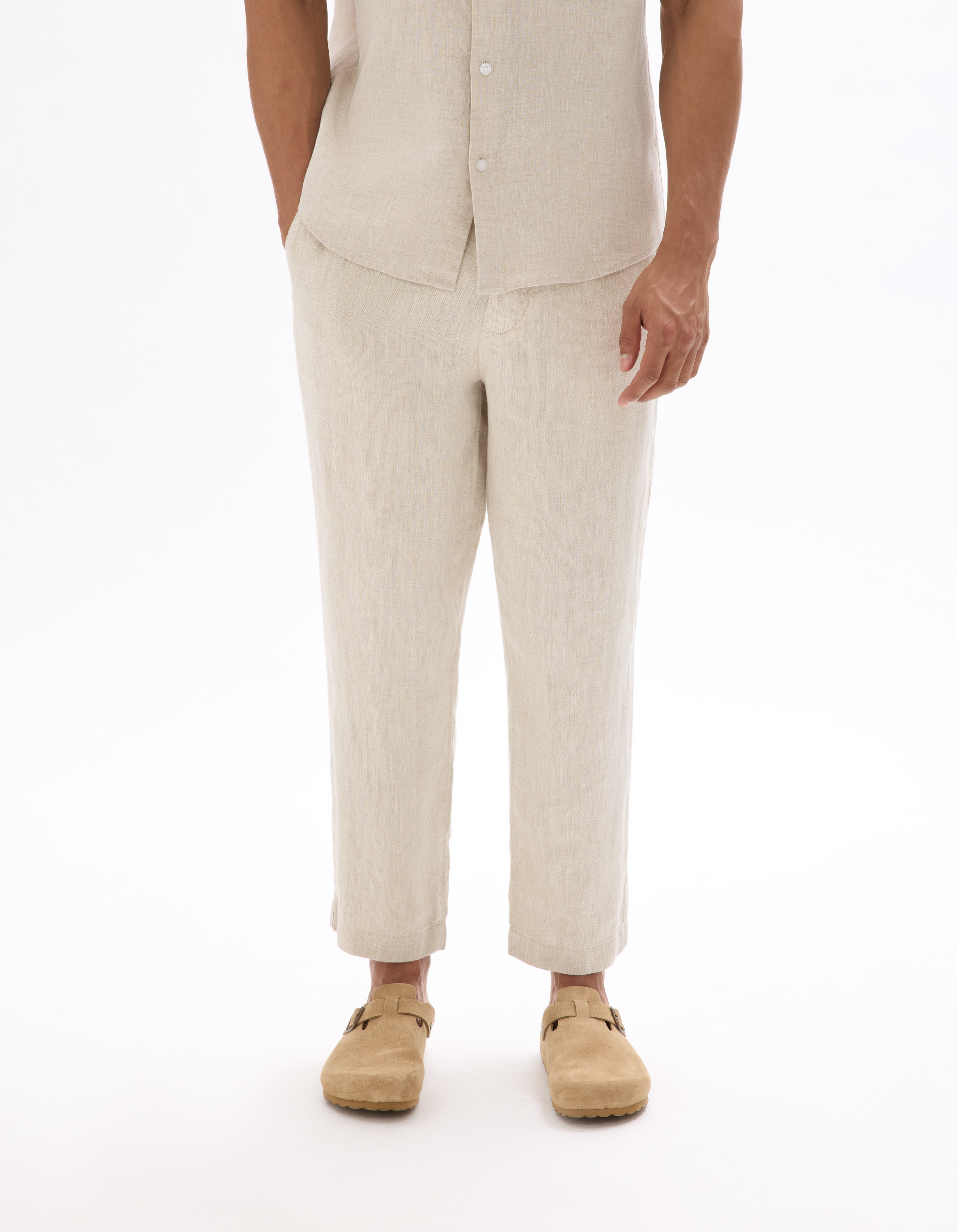 Pantalon straight 100% lin 7/8ème - camaieu - Modalova