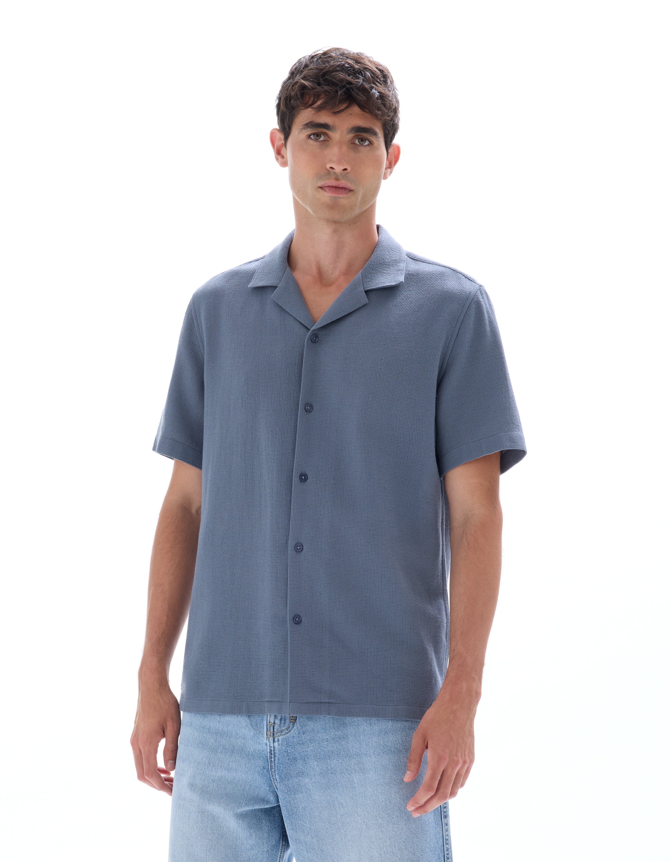Chemisette regular slubbés 100% coton - gris - camaieu - Modalova