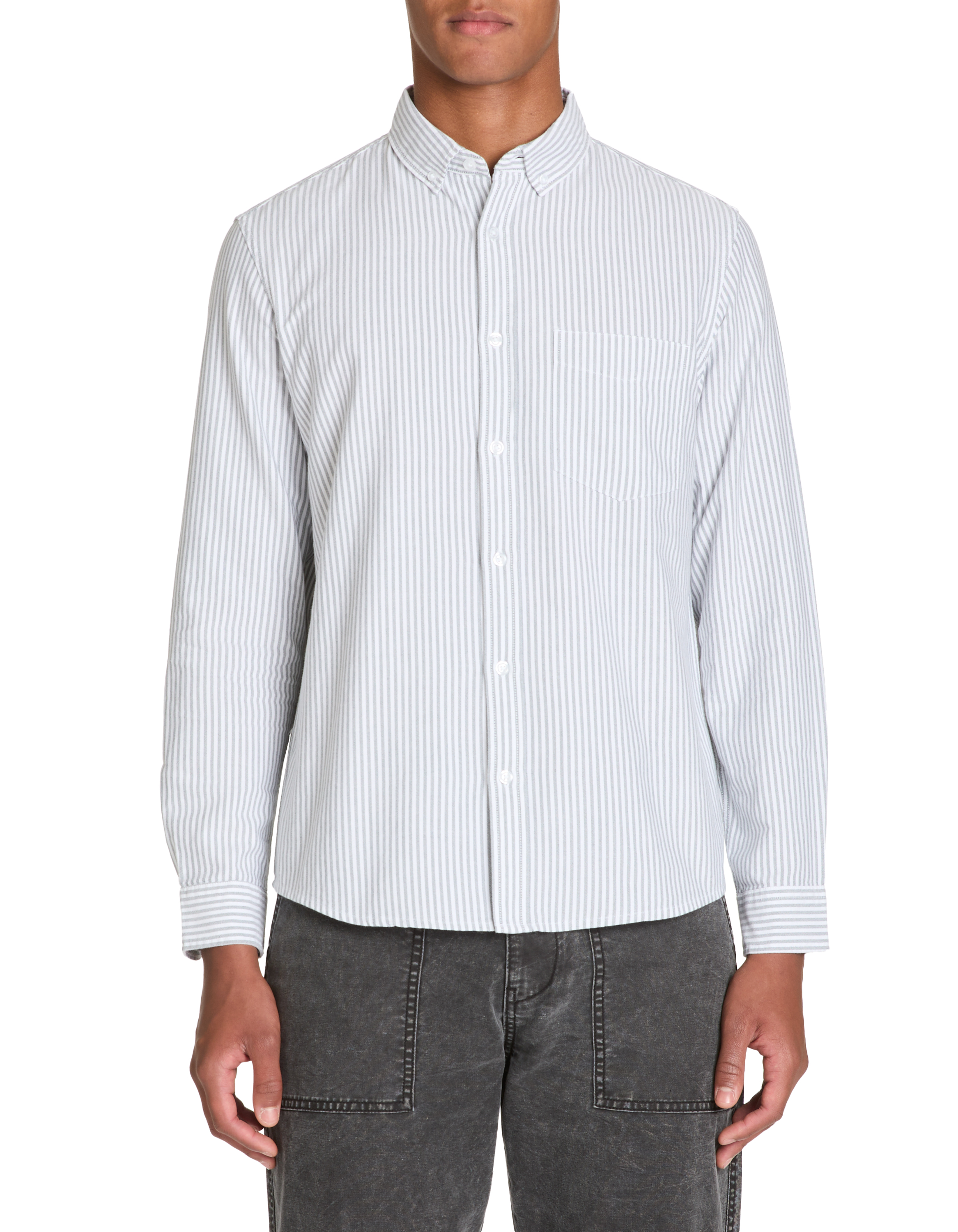 Chemise regular à rayures en coton oxford - vert - camaieu - Modalova