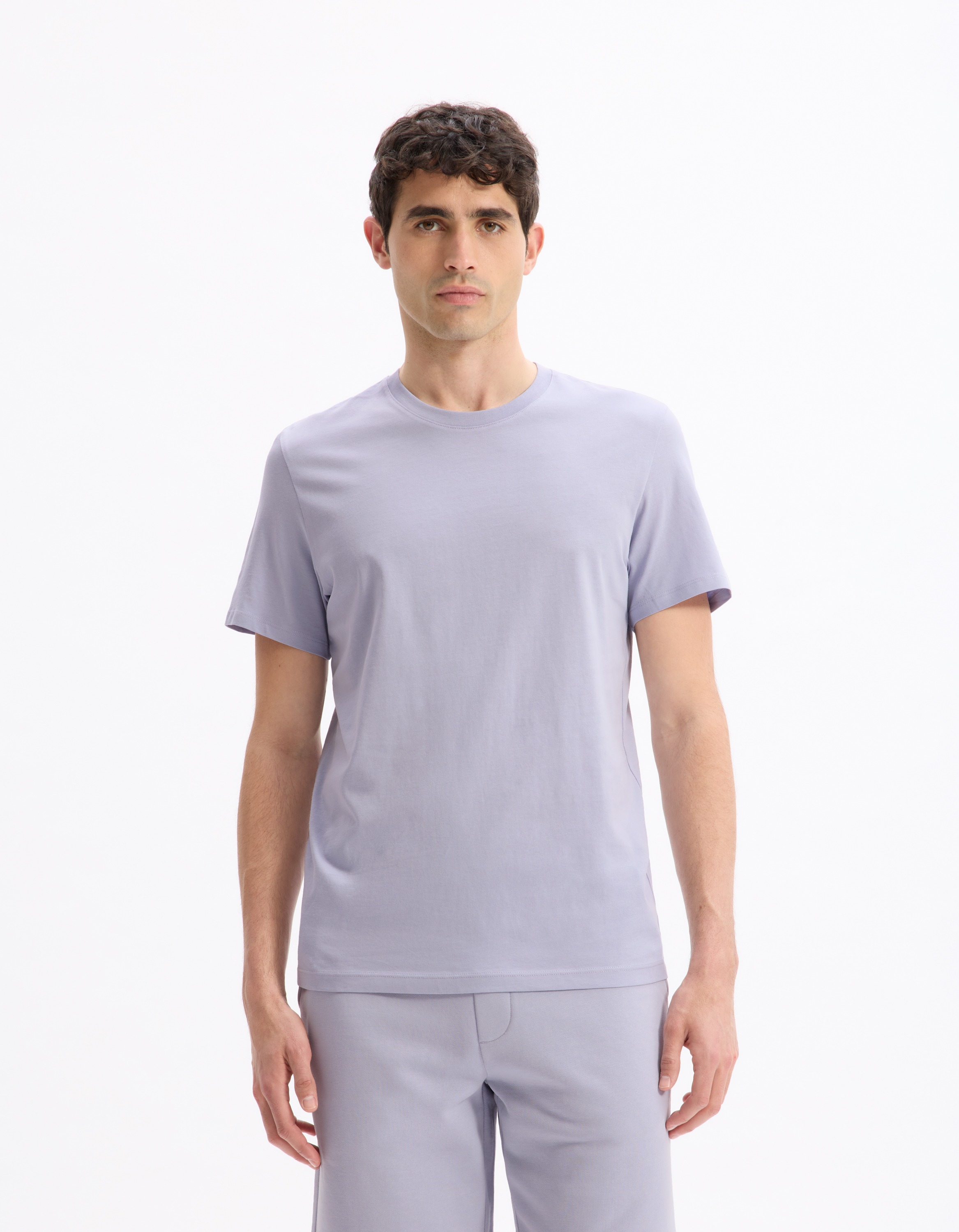 T-shirt straight col rond 100% coton - camaieu - Modalova