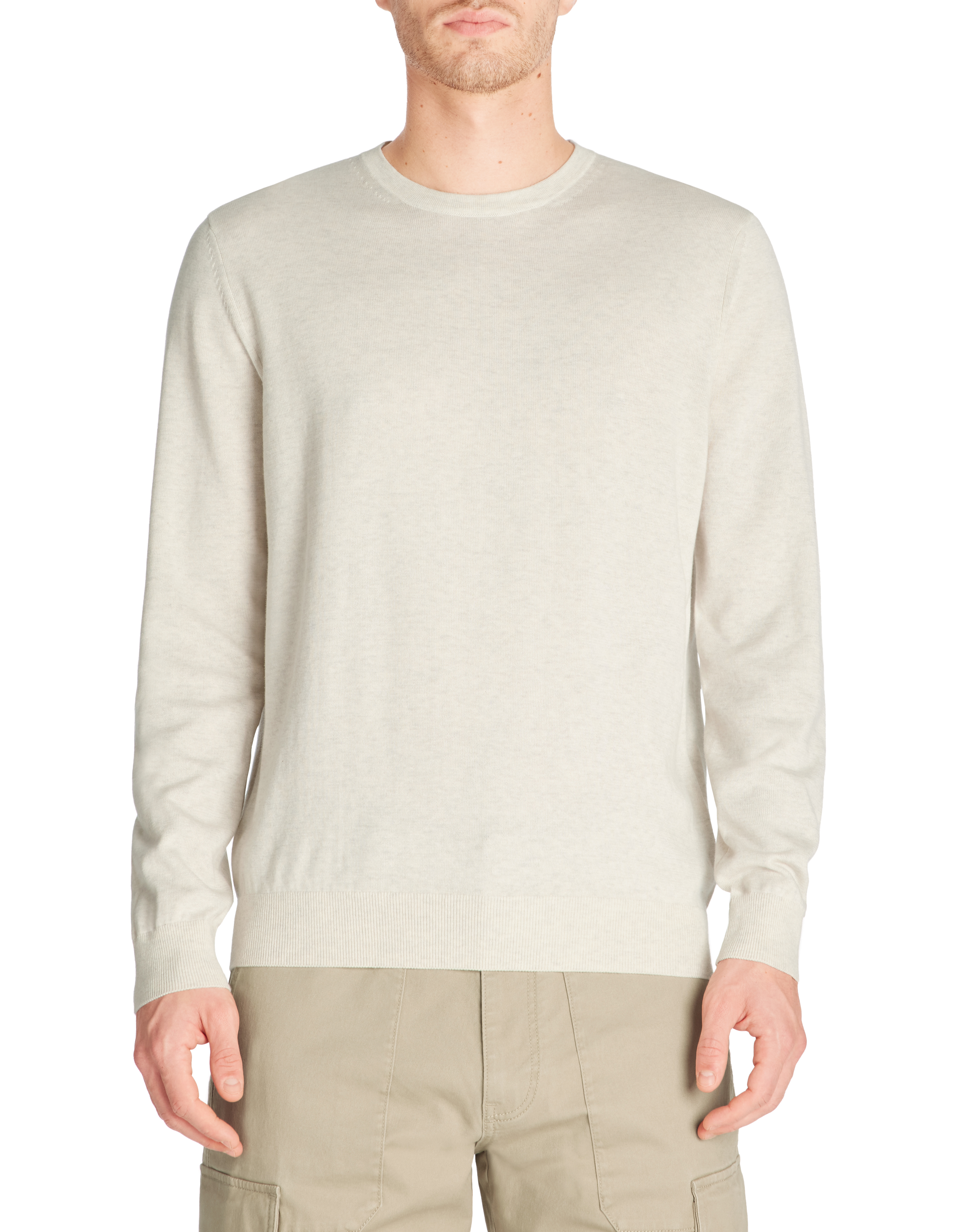 Pull col rond 100% coton - beige clair - camaieu - Modalova