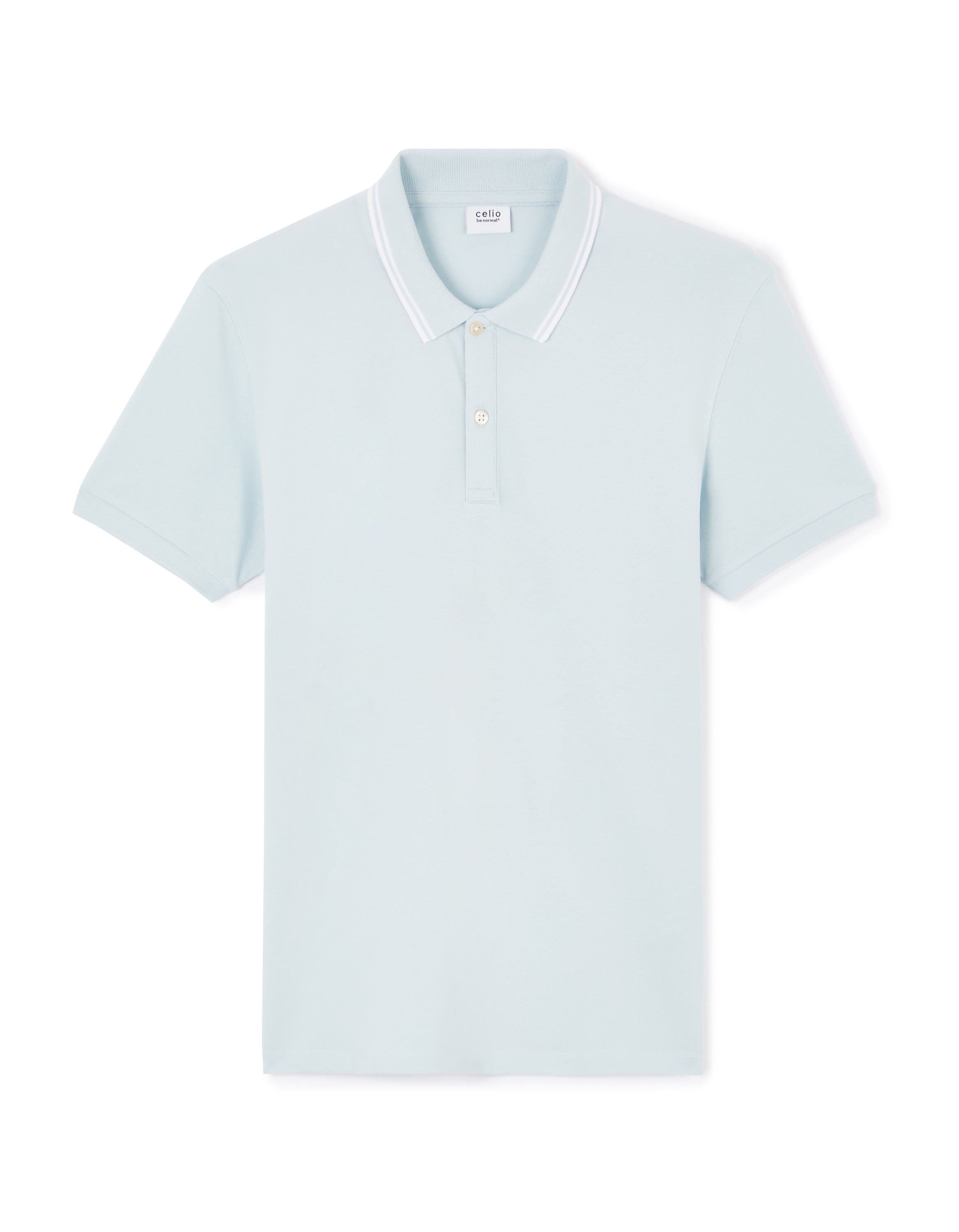 Polo slim coton stretch - bleu clair