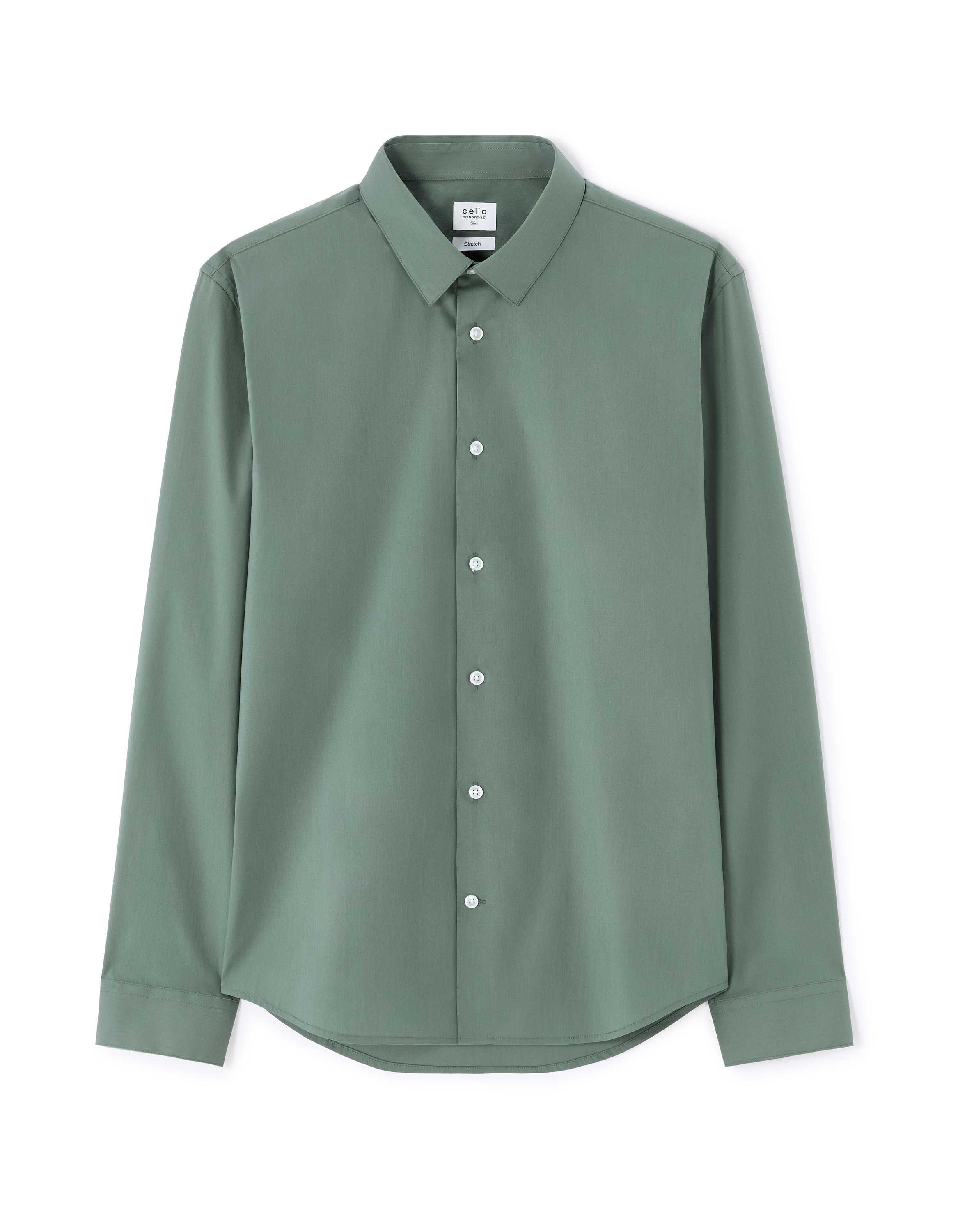 Chemise slim en coton stretch - kaki