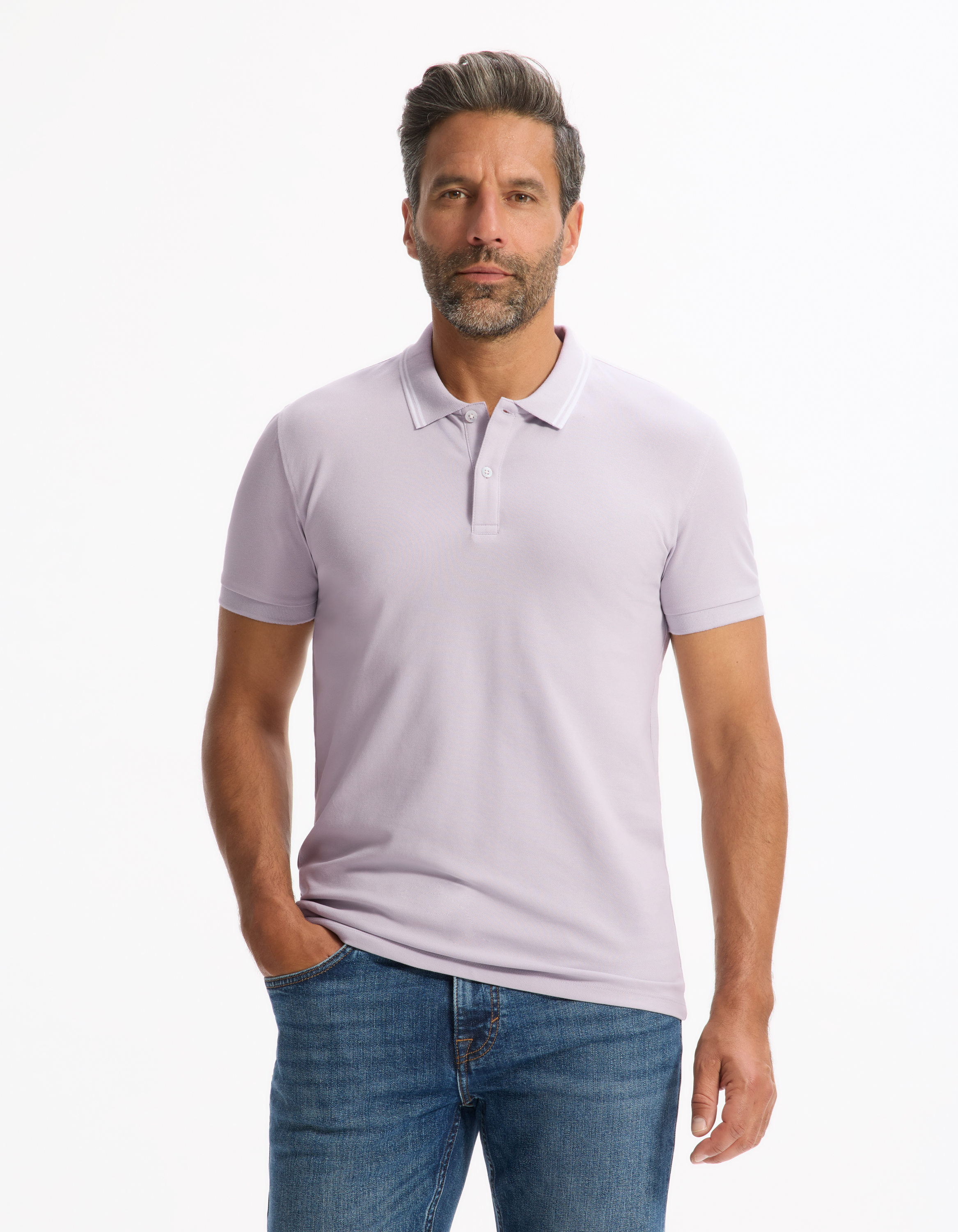 Polo slim coton stretch - parme - camaieu - Modalova