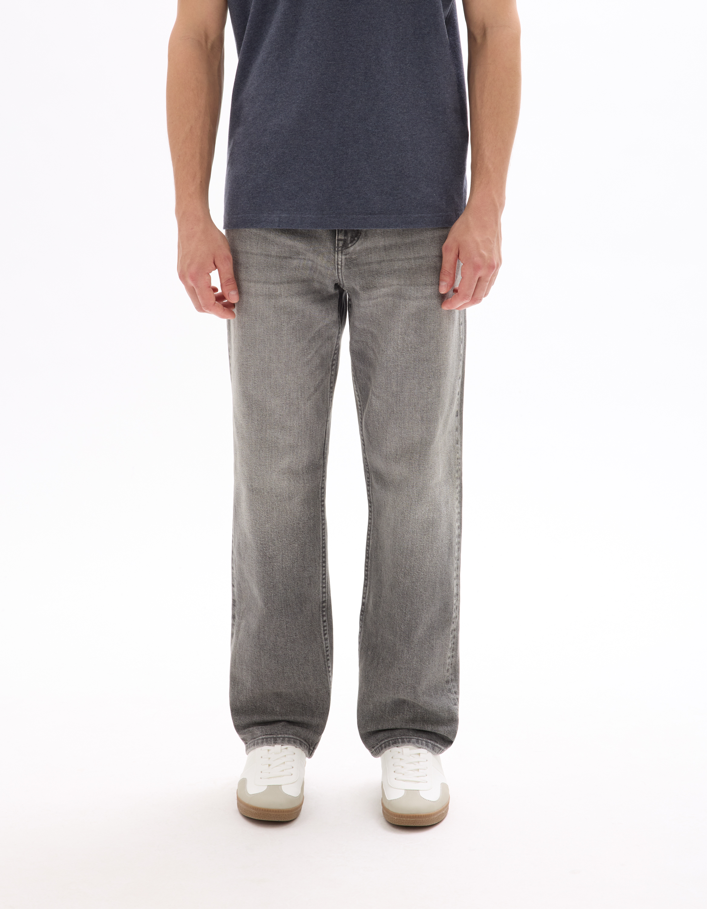Jean C.75 loose coton stretch 3 longueurs - gris - camaieu - Modalova