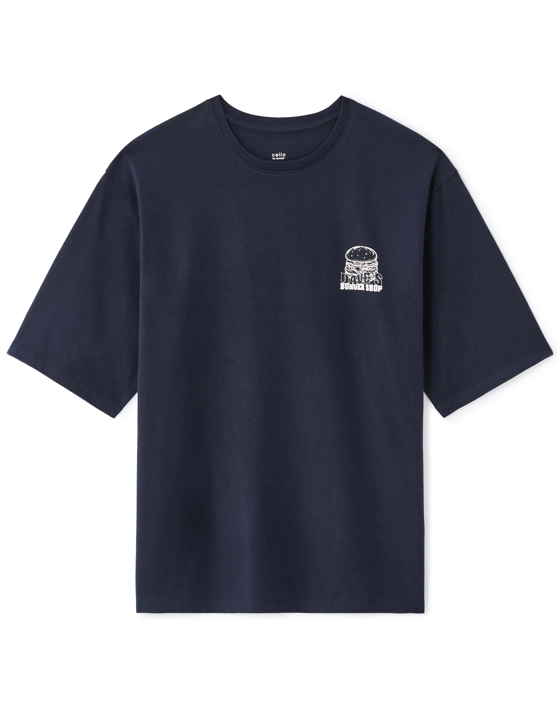 T-shirt oversize col rond 100% coton - marine