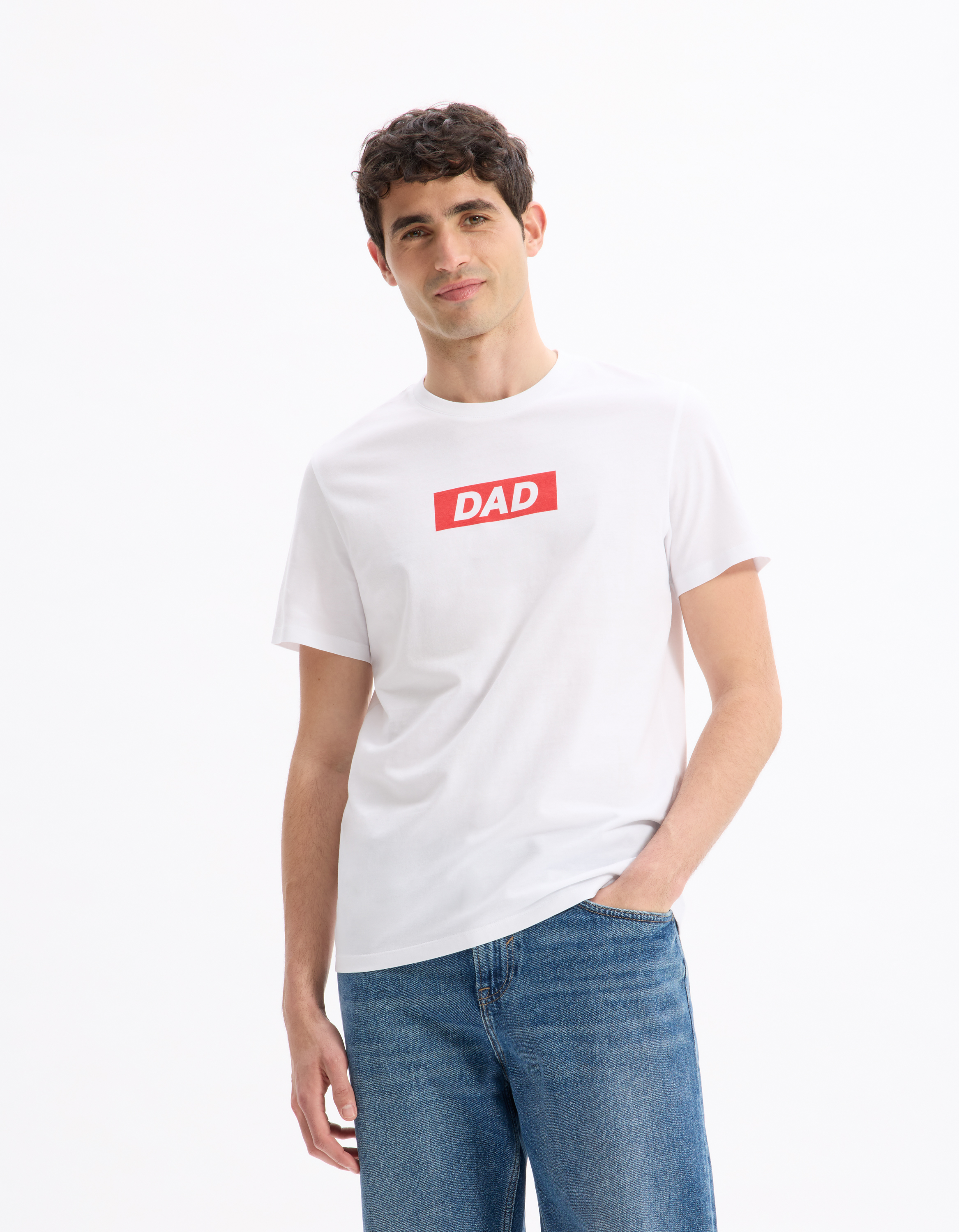 T-shirt Dad - blanc et rouge - camaieu - Modalova