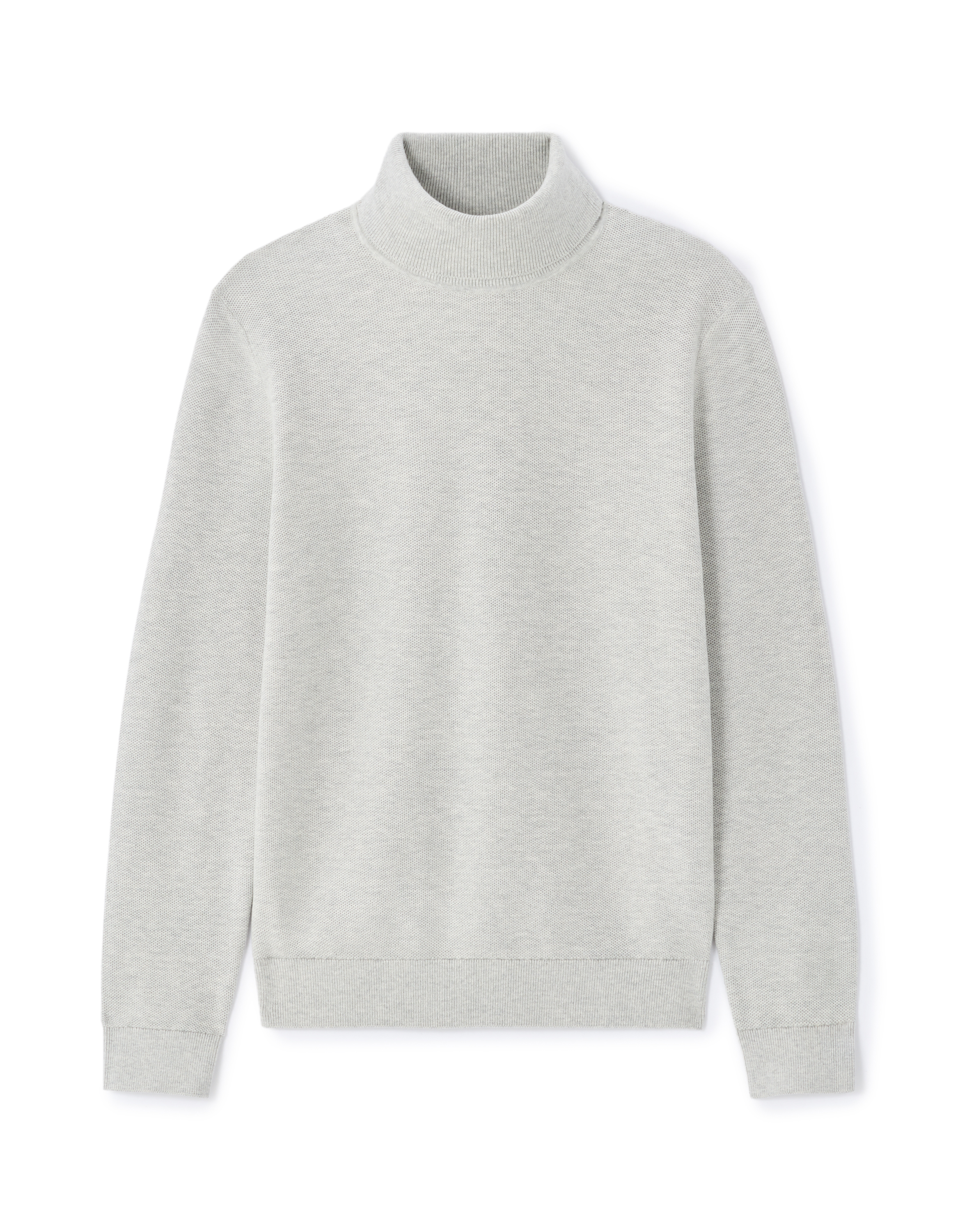 Pull piqué col roulé 100% coton - gris