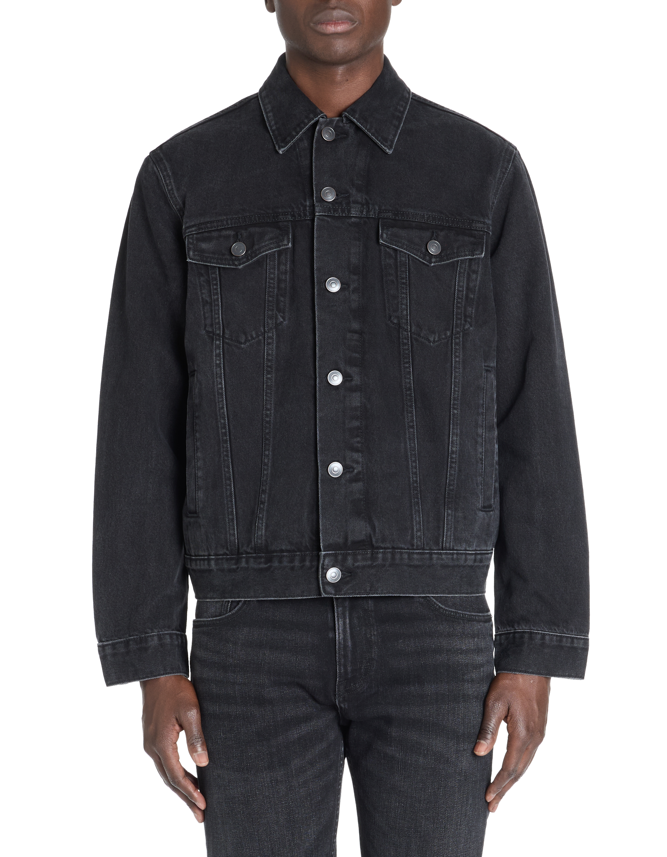 Veste trucker col chemise - noir - camaieu - Modalova