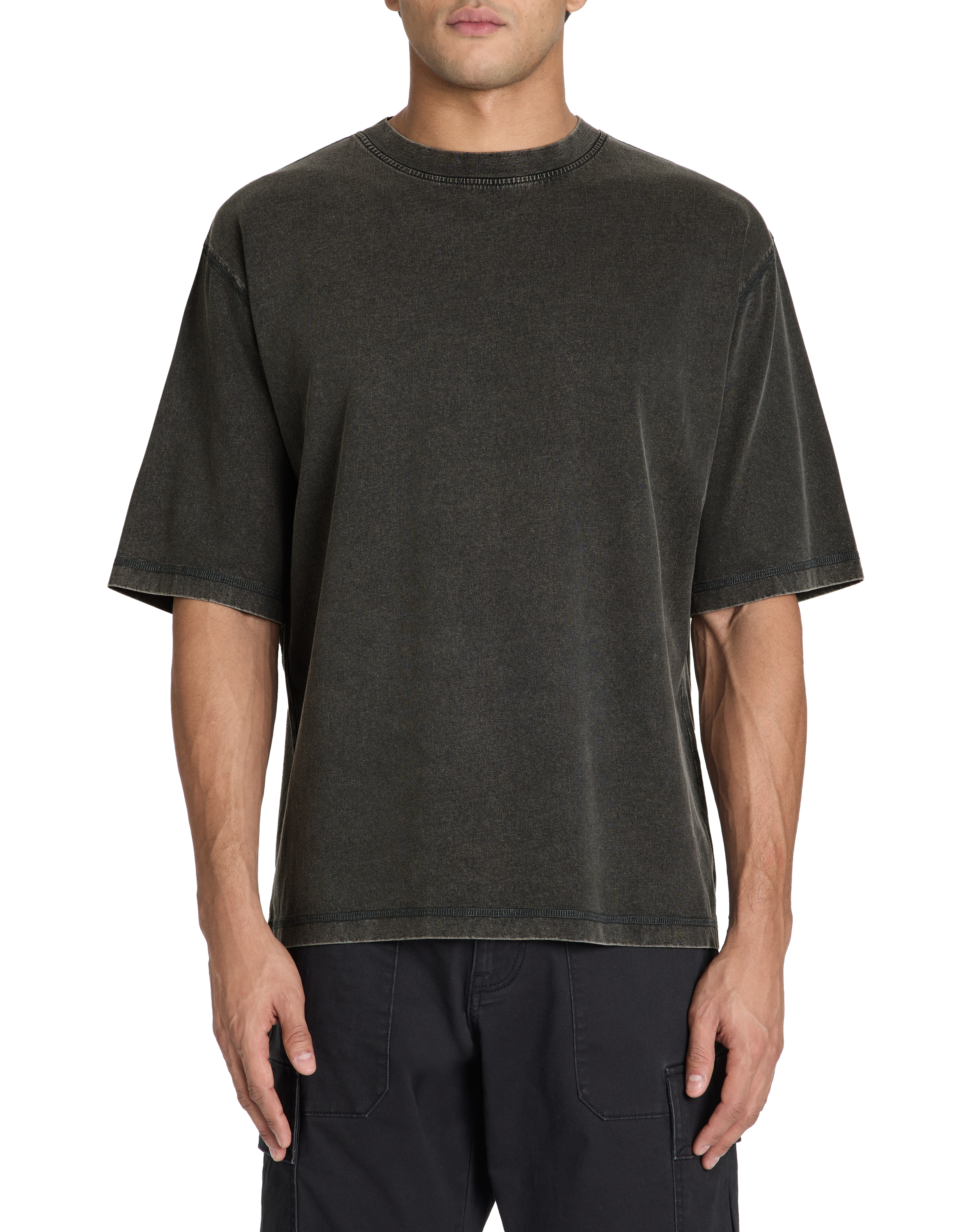 T-shirt oversize col rond 100% coton - noir - camaieu - Modalova