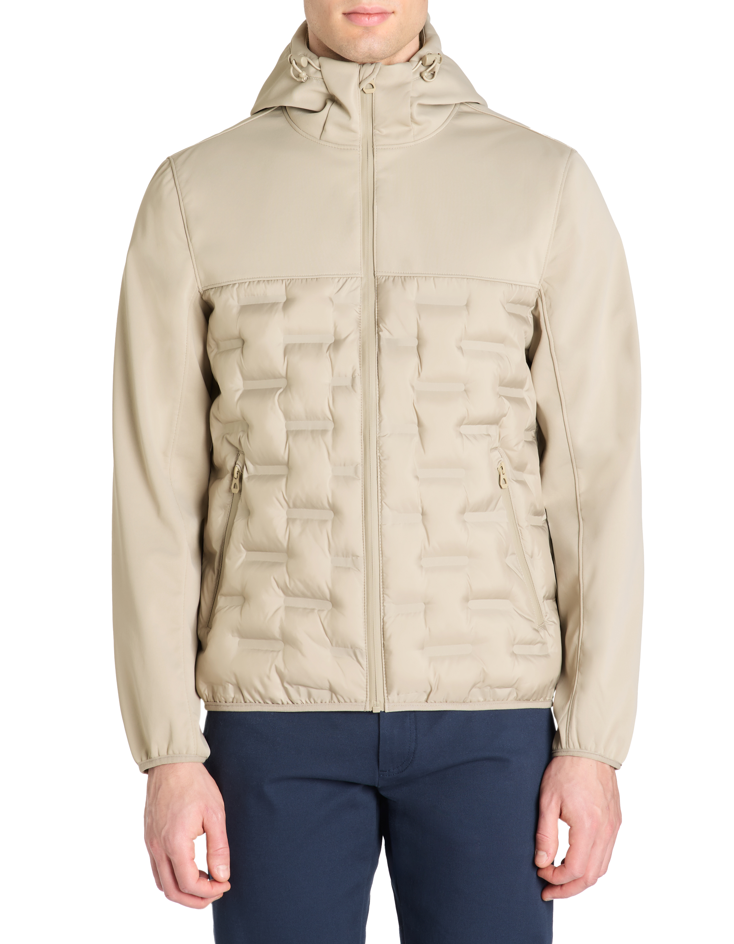 Doudoune softshell mix matière à capuche - camaieu - Modalova