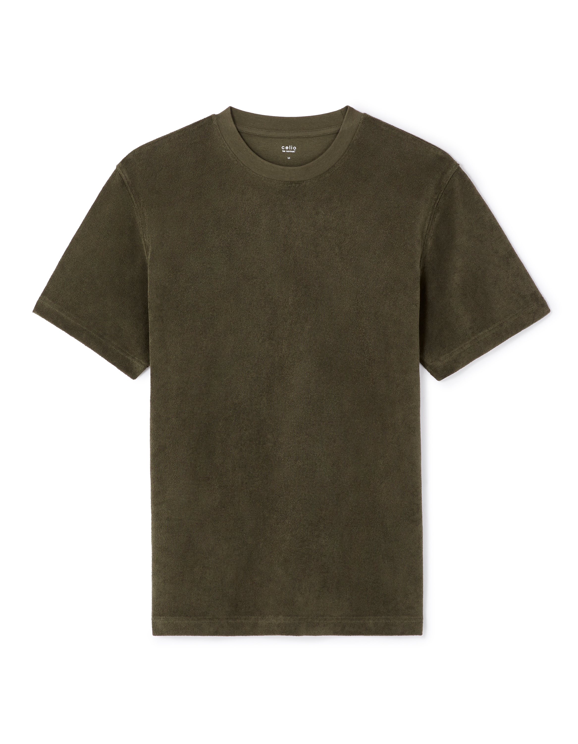 T-shirt boxy col rond éponge - kaki