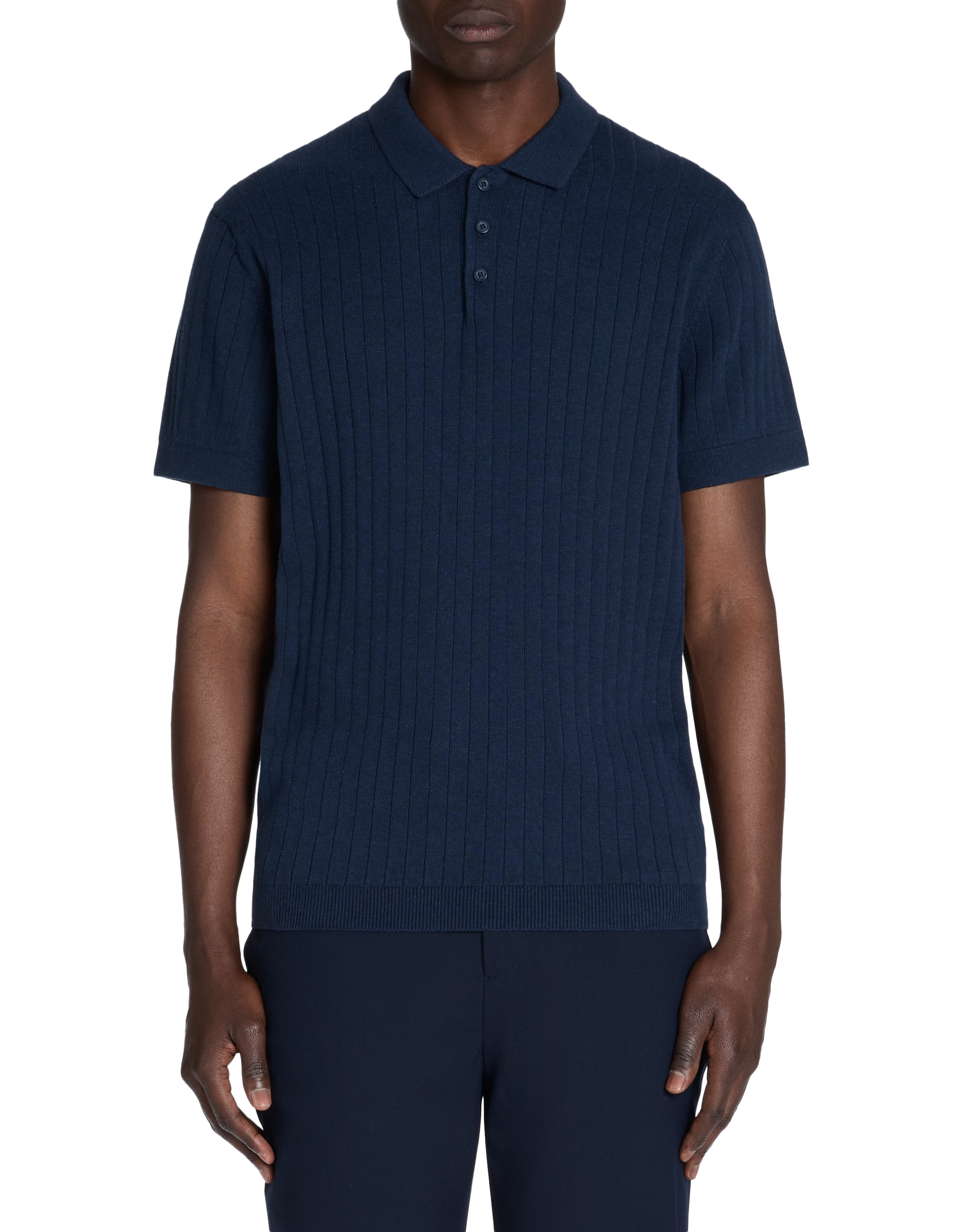 Polo regular en maille texturée coton mélangé - marine - camaieu - Modalova