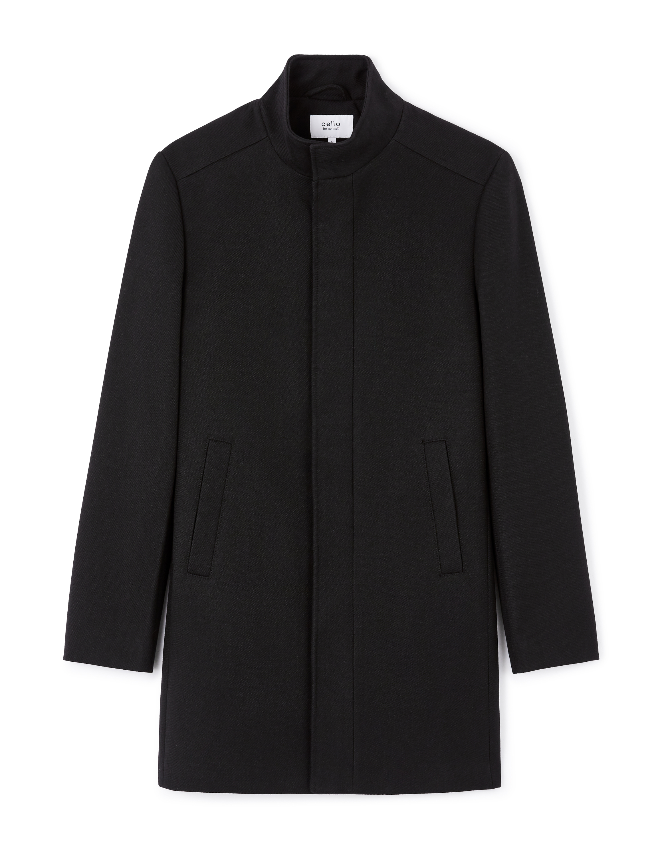 Manteau long col officier - noir