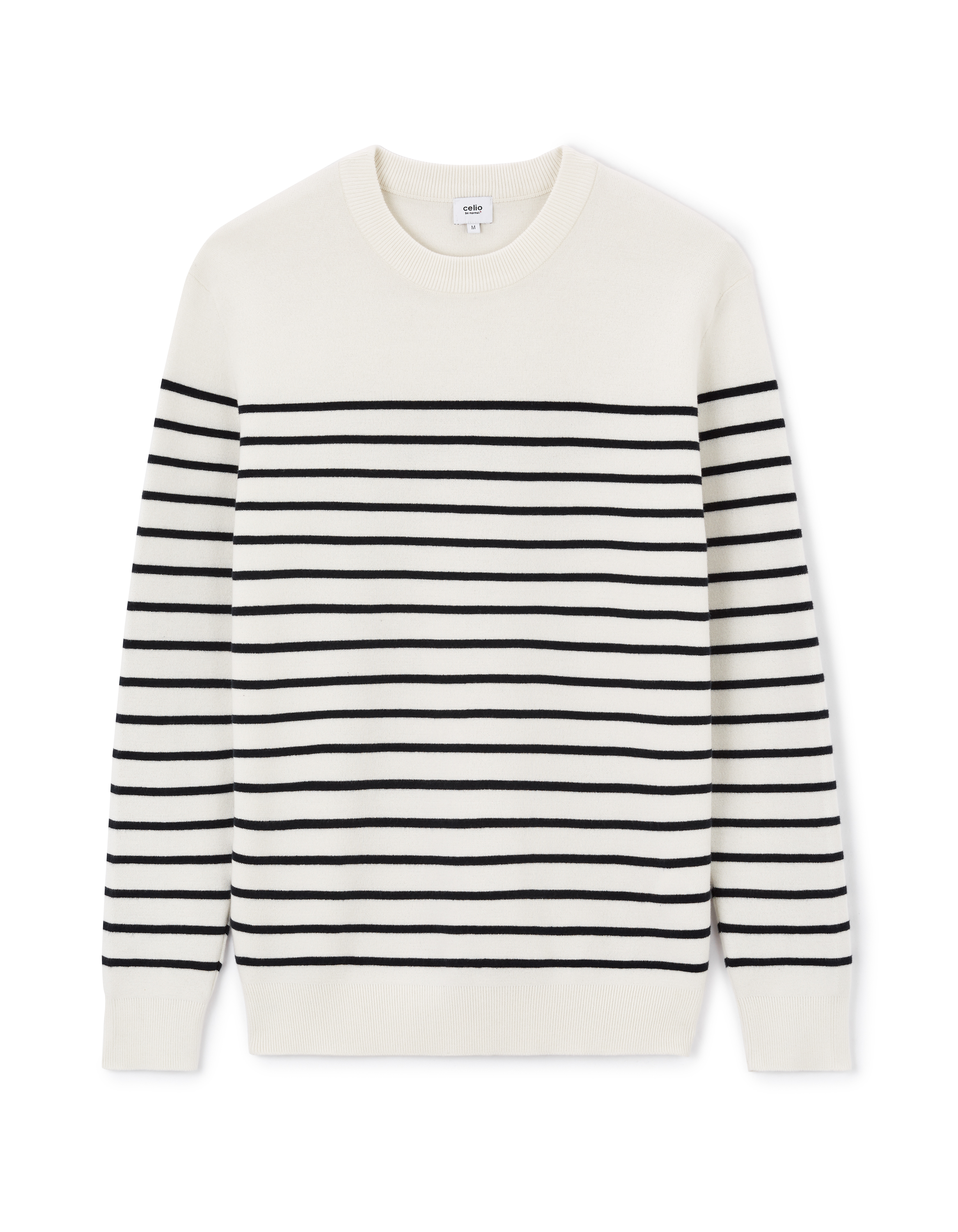 Pull col rond 100% coton mélangé - écru