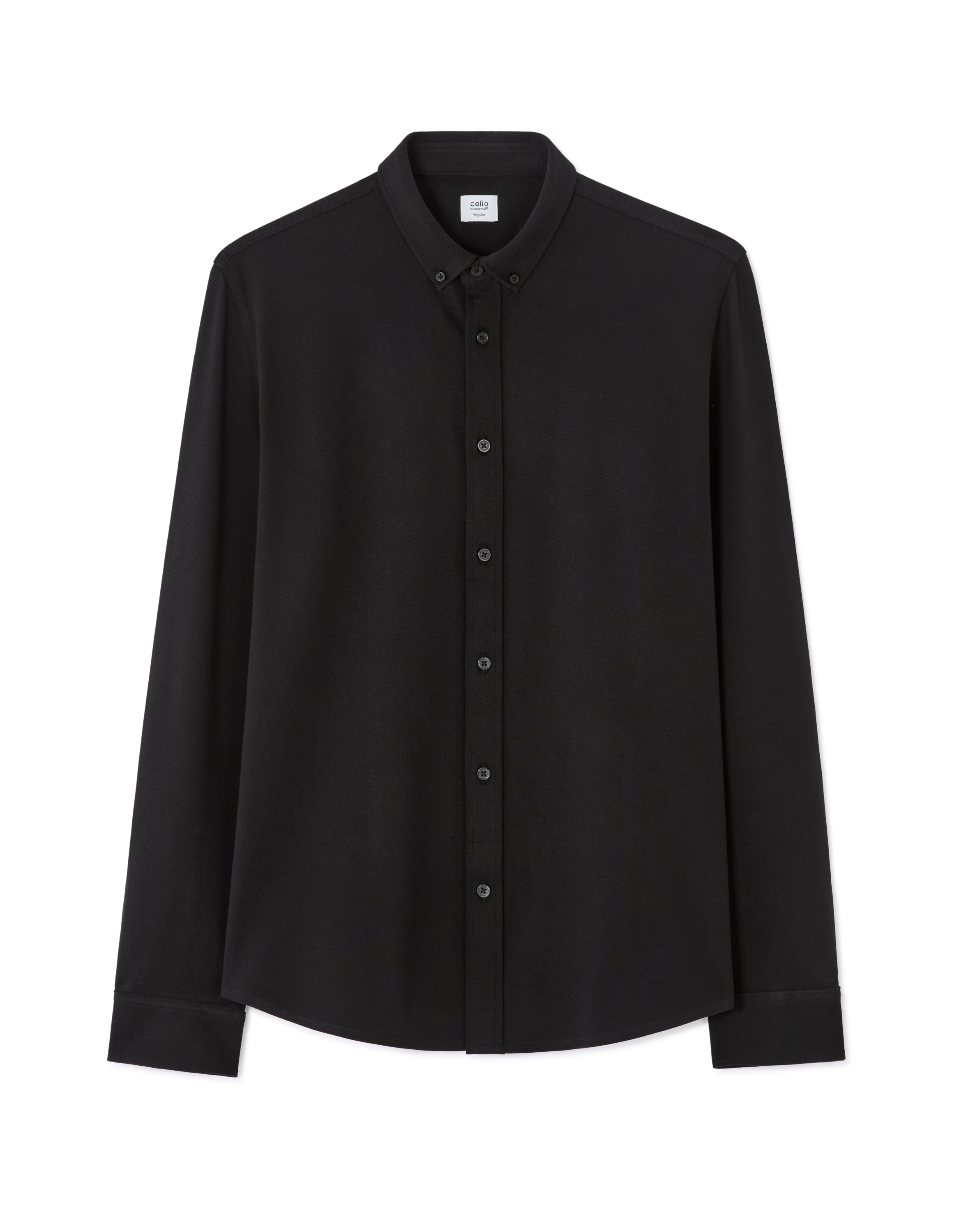 Chemise regular coton piqué - noir
