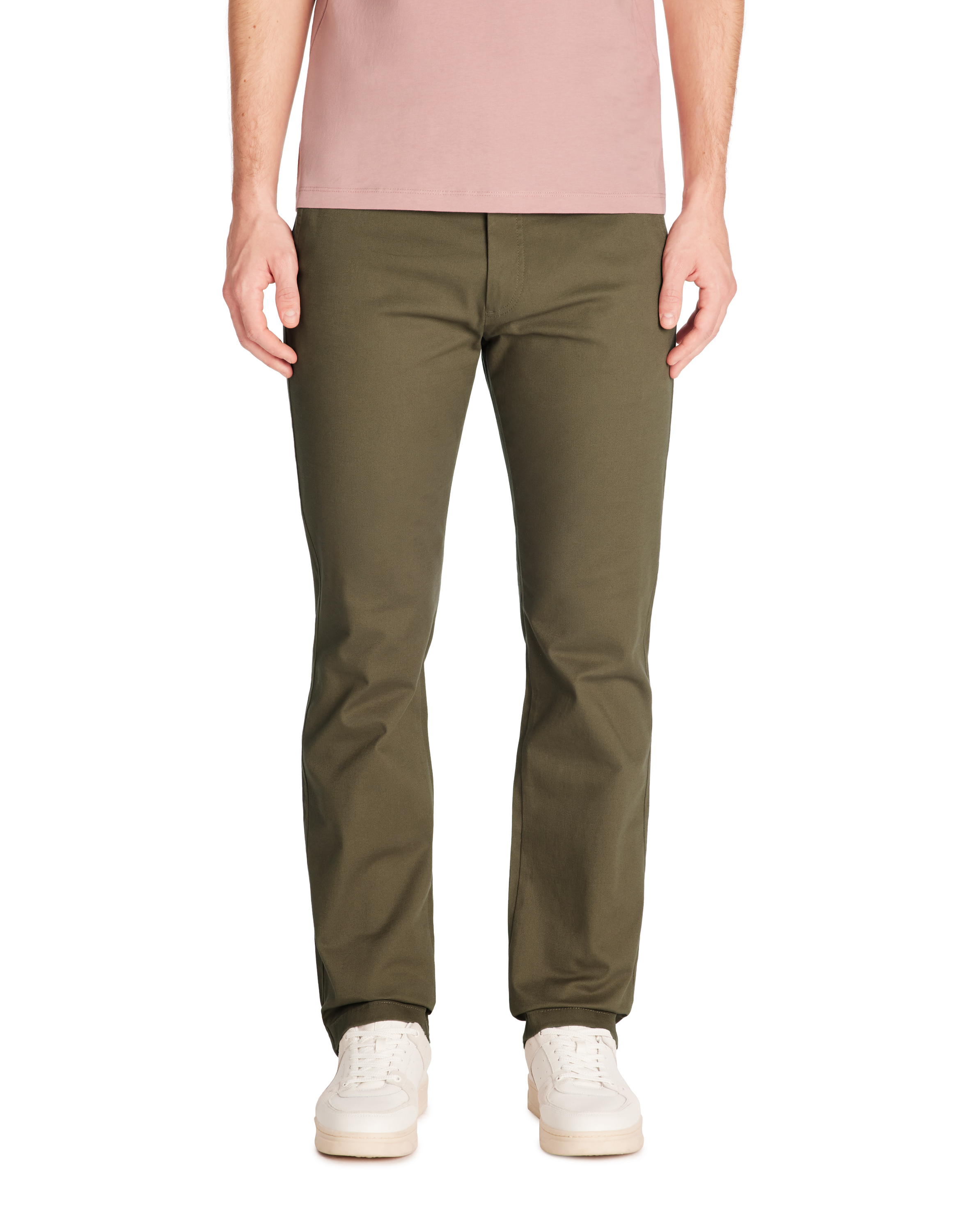 Pantalon chino straight coton stretch - taupe - camaieu - Modalova