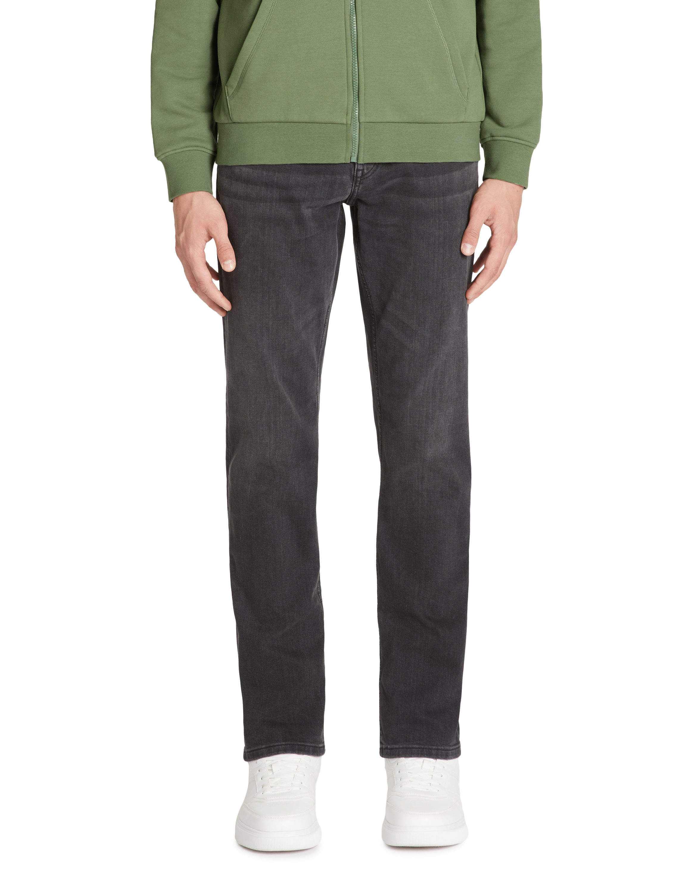 Jean straight coton stretch - noir - camaieu - Modalova