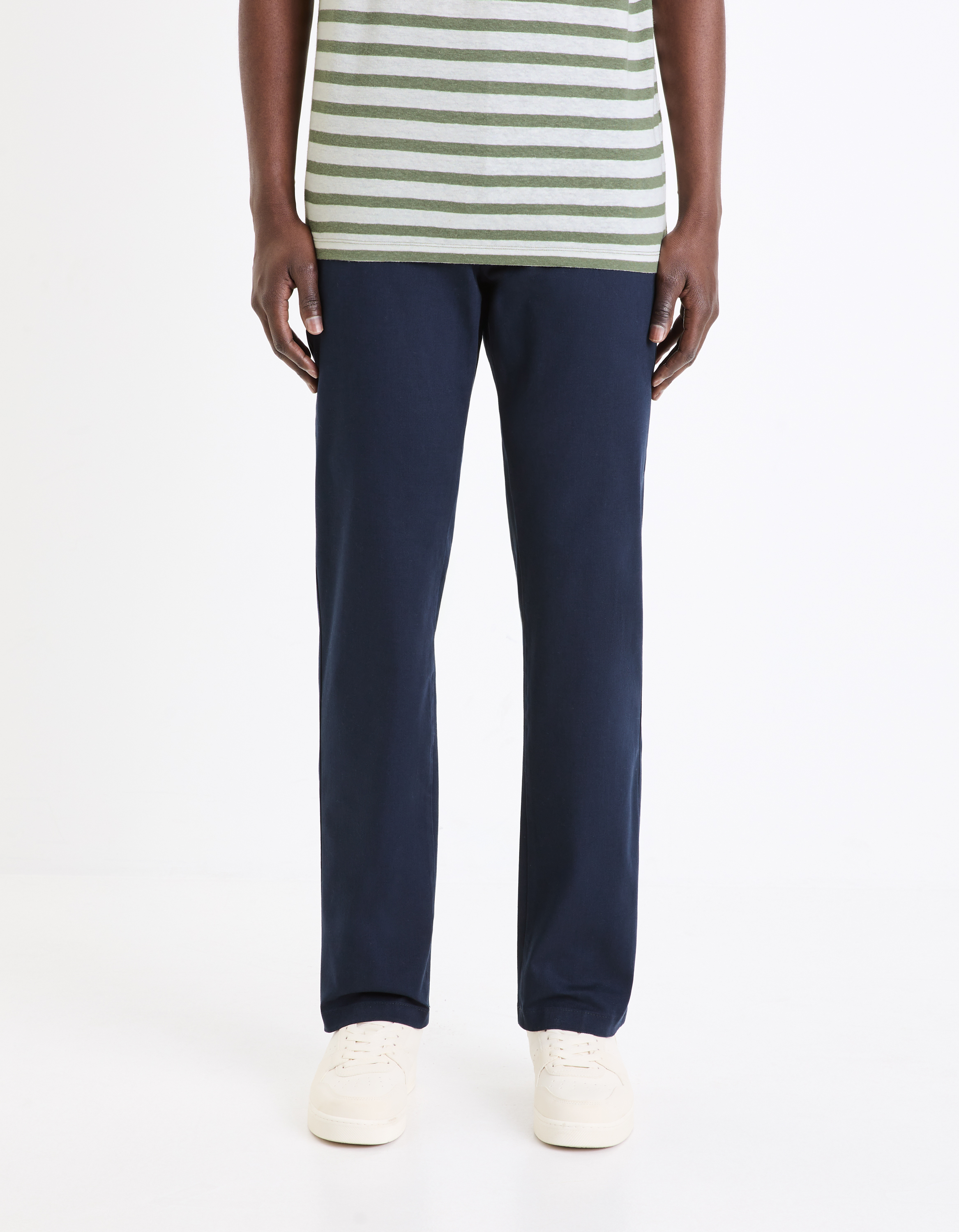 Pantalon chino straight en coton stretch - camaieu - Modalova