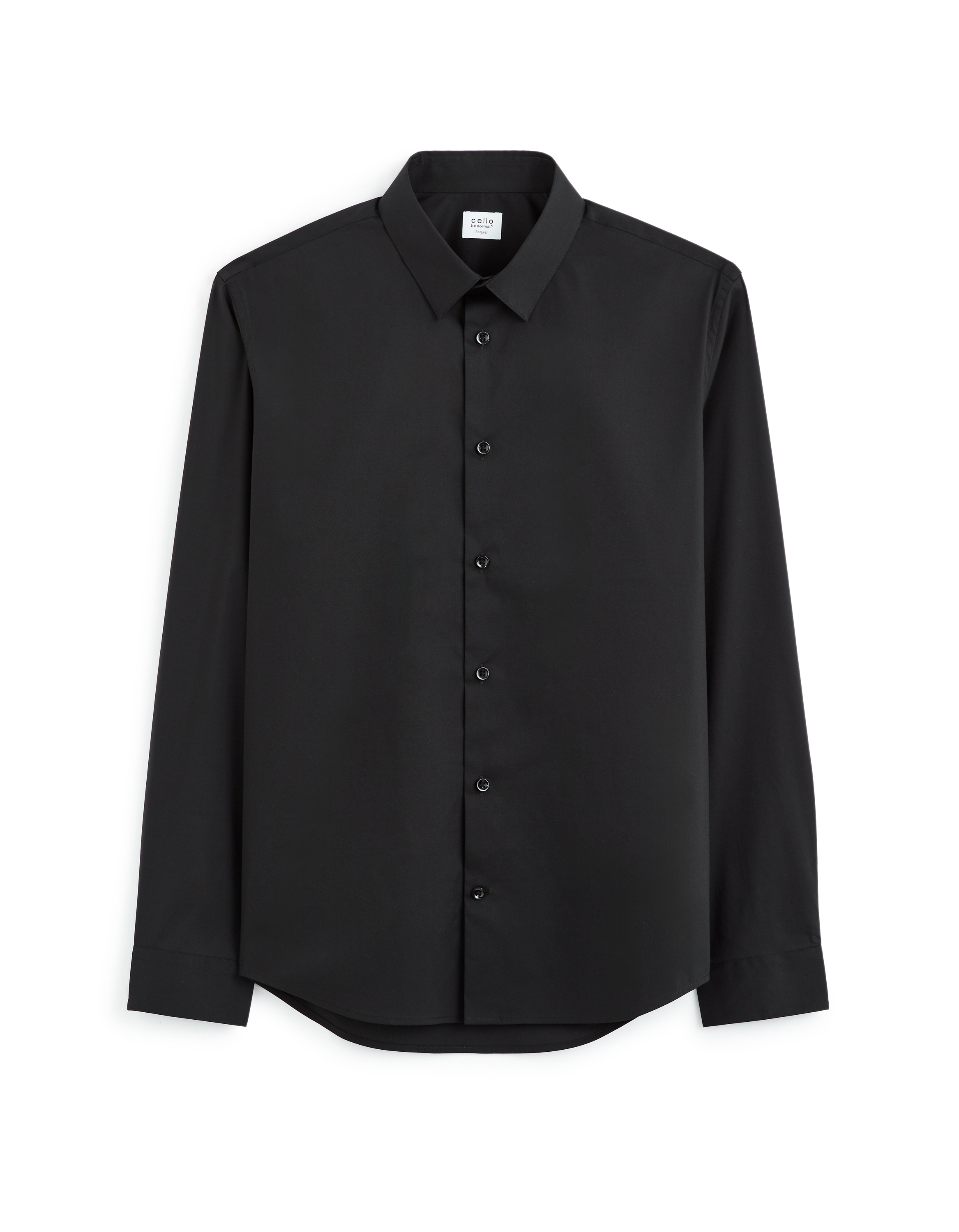 Chemise regular en coton stretch - noir