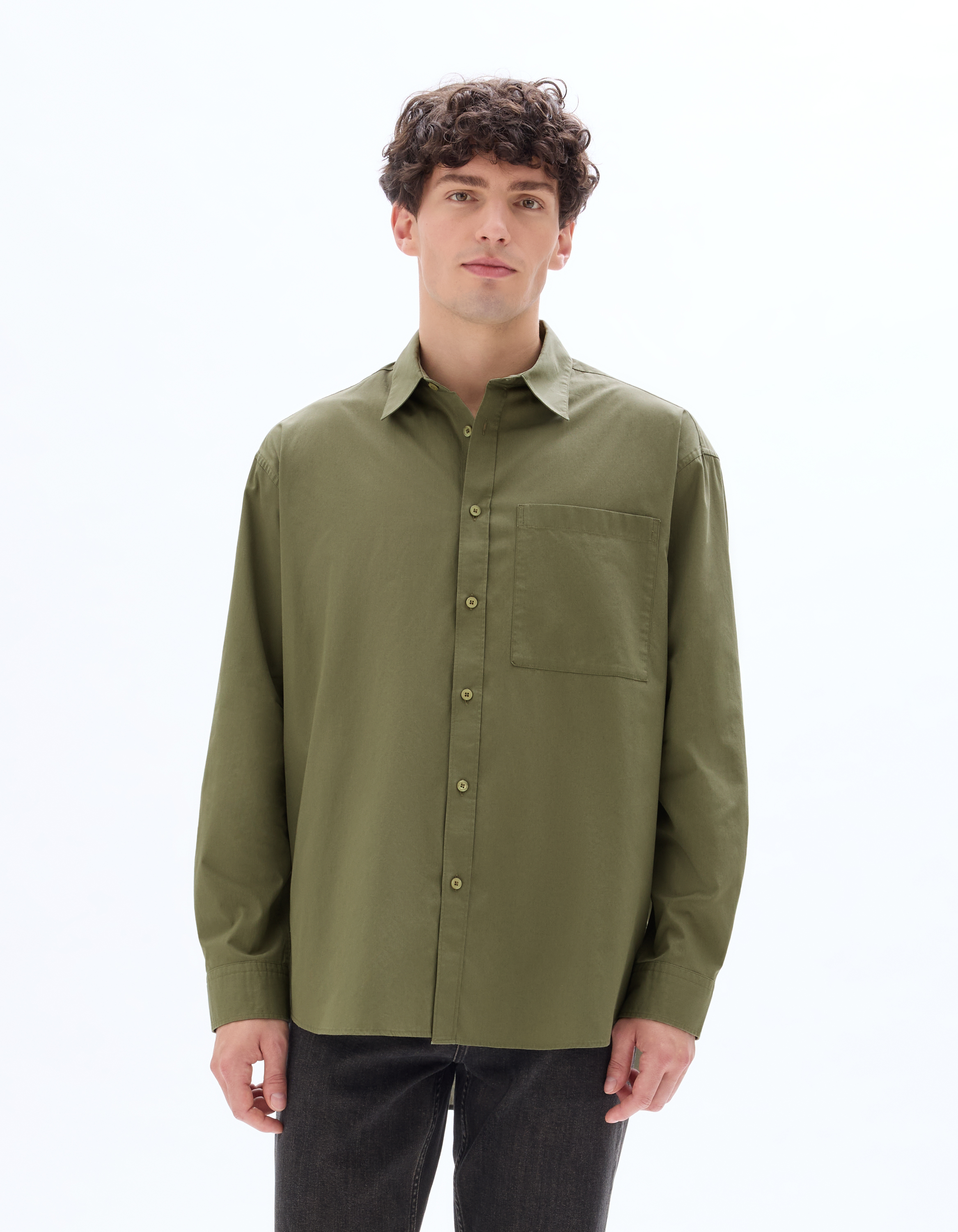 Chemise oversize unie en popeline de coton - camaieu - Modalova