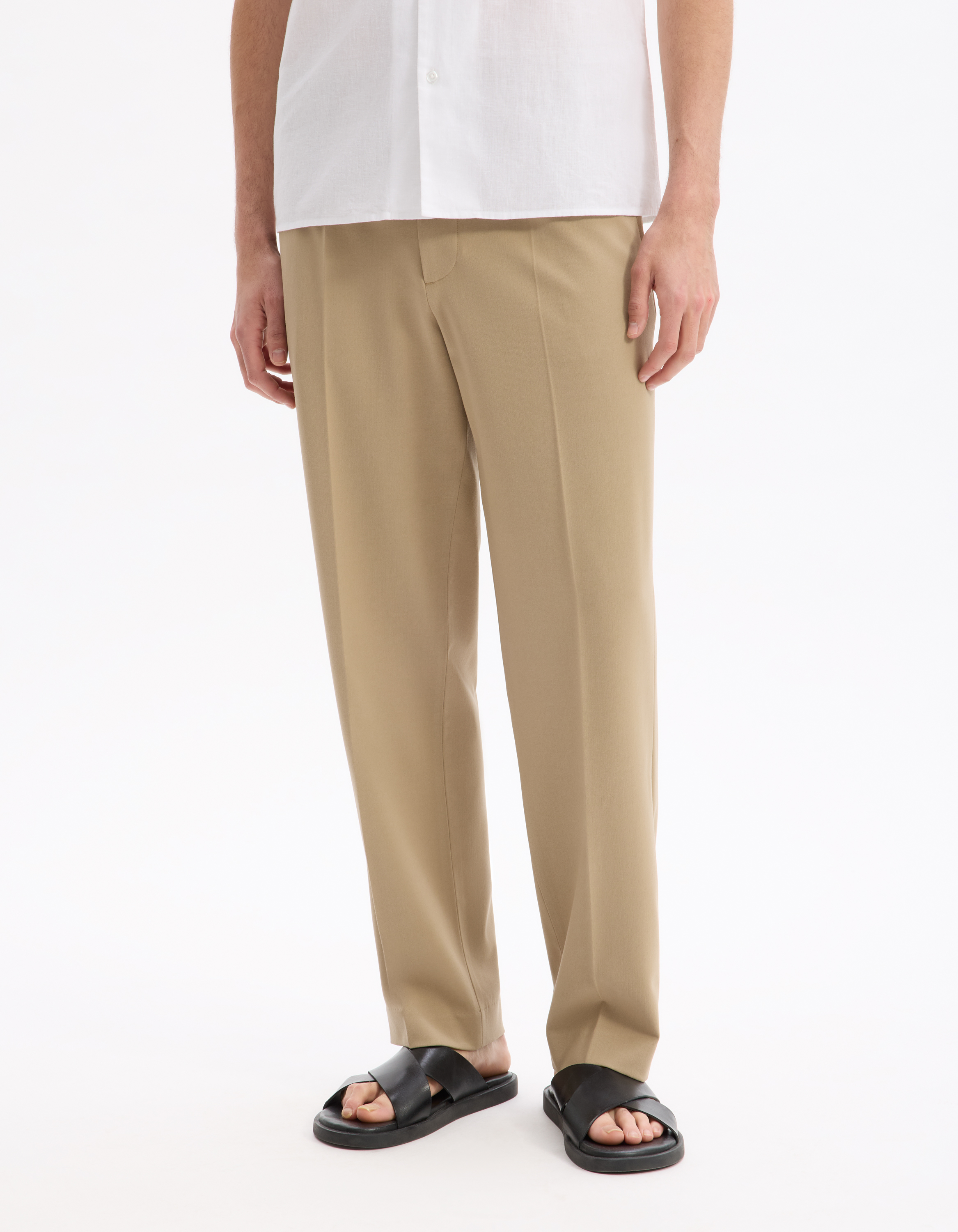 Pantalon loose stretch - beige - camaieu - Modalova