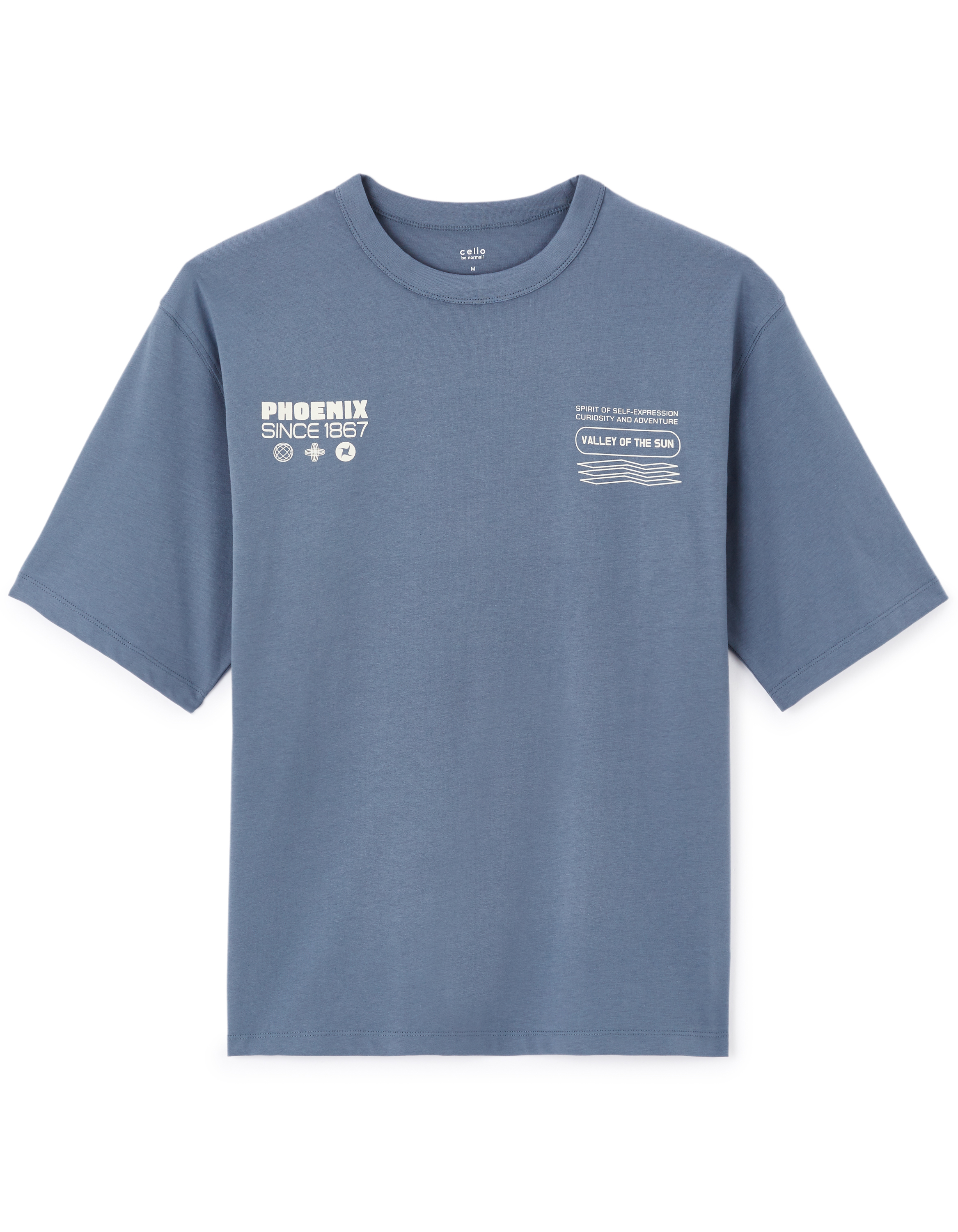 T-shirt oversize col rond 100% coton - bleu