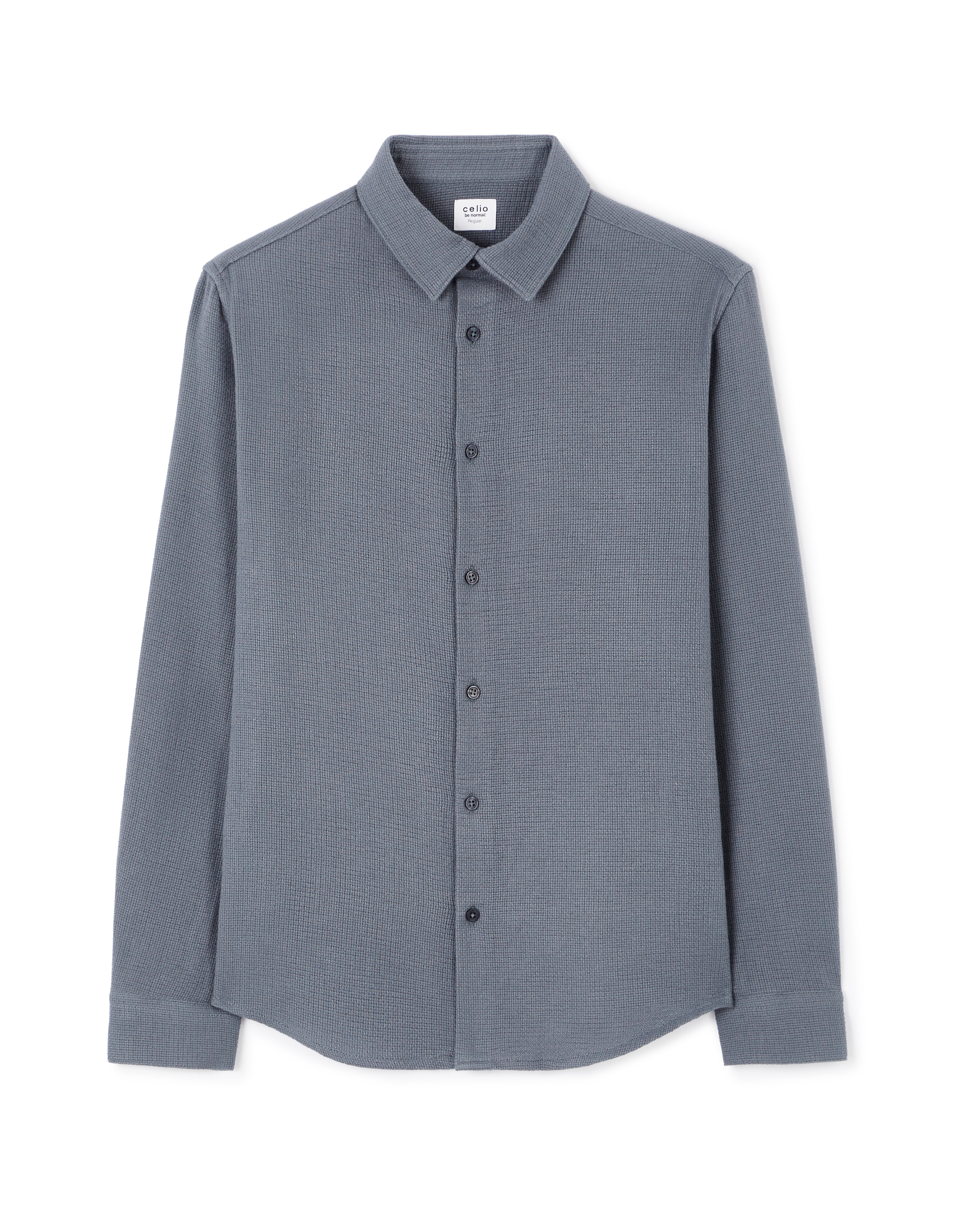 Chemise regular fil chinés slubbés 100% coton - bleu