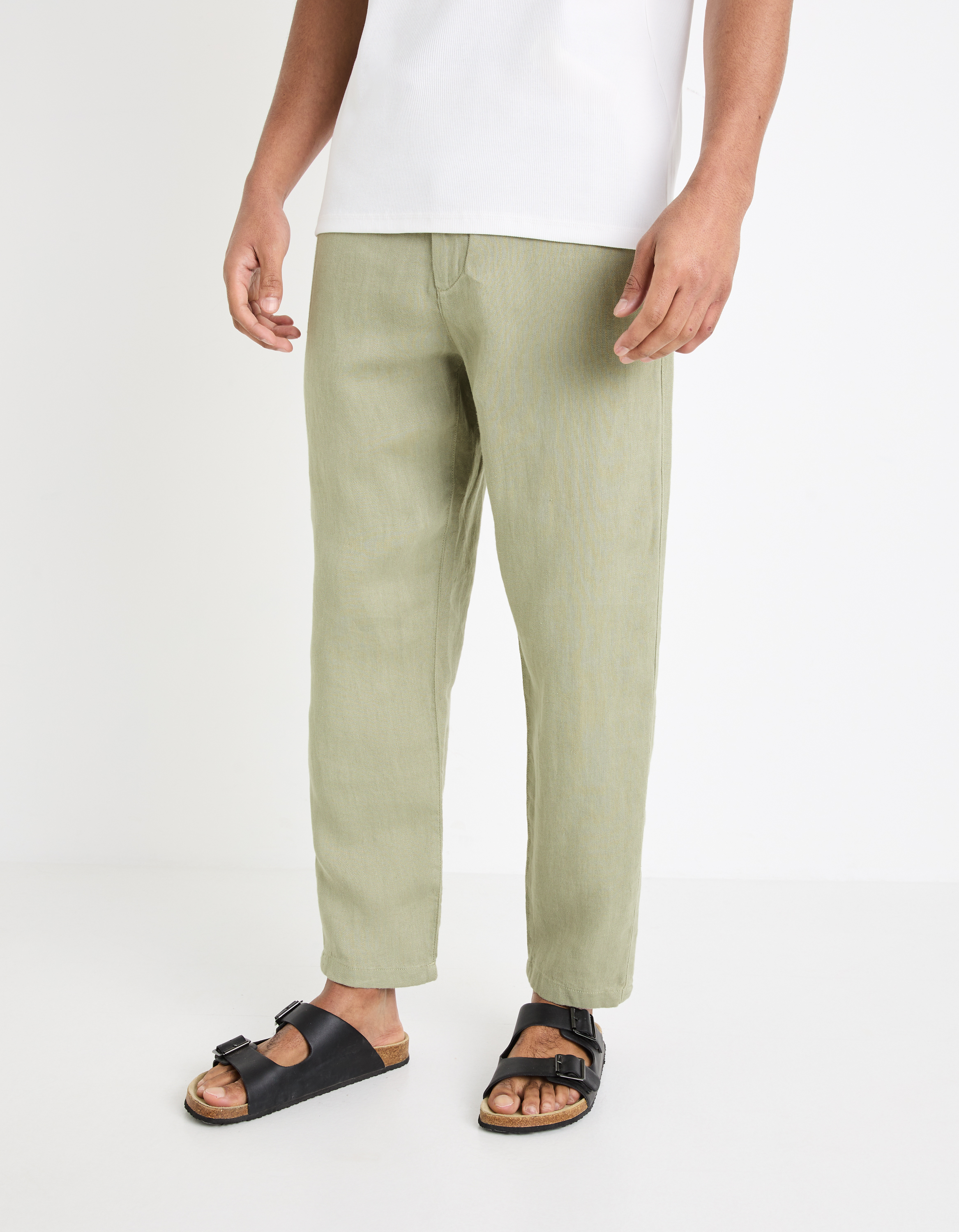 Pantalon straight 100% lin - camaieu - Modalova